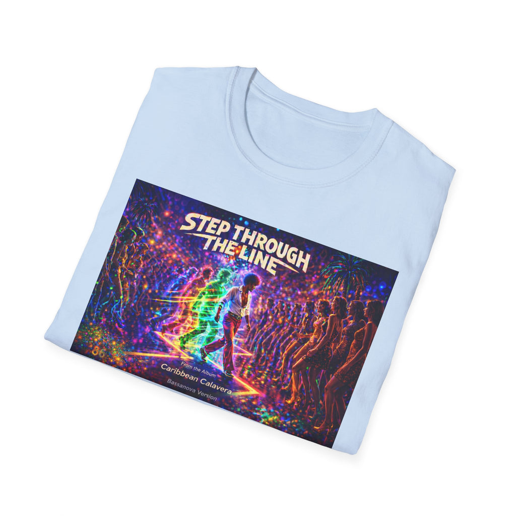 Step Through The Line T-Shirt Song Cover Art From The Caribbean Calavera Album  — Psychedelic Rainbow Silhouette Graphic Tee