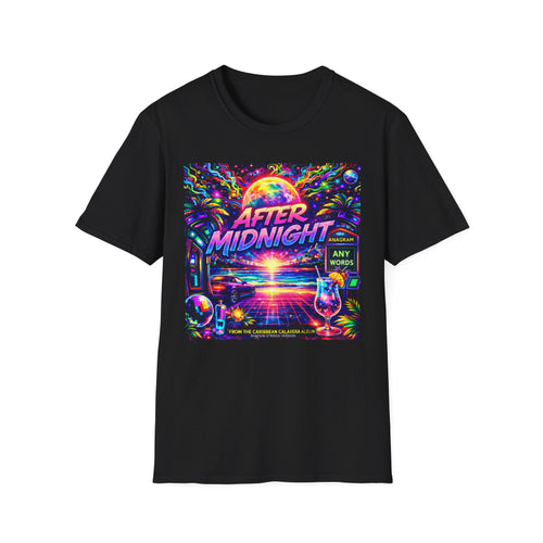 After Midnight T-Shirt Song Cover Art From The Caribbean Calavera Album  — Neon Retro Sunset Vaporwave Tee