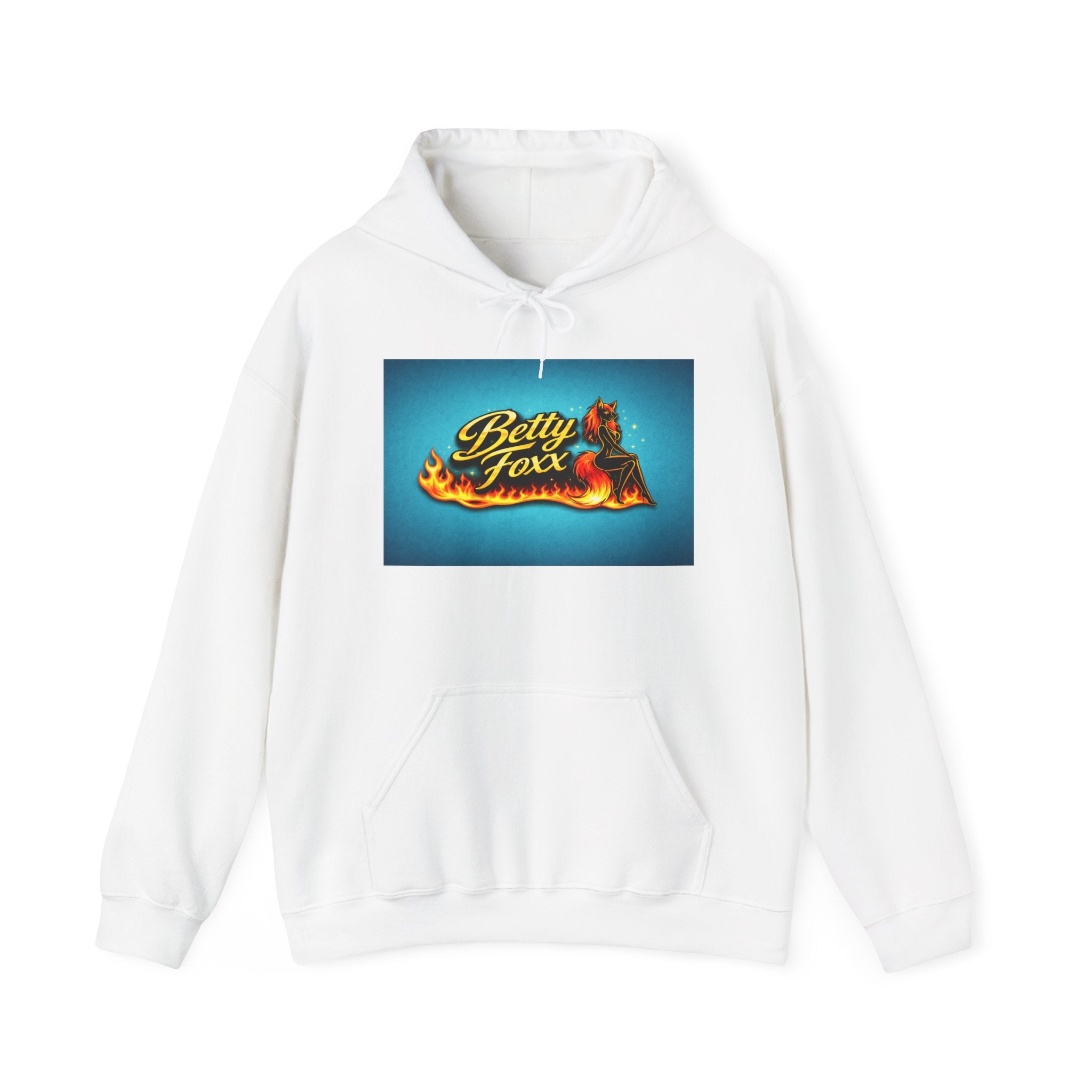Betty Foxx Flame Logo Hoodie – Retro Neon Graphic Sweatshirt