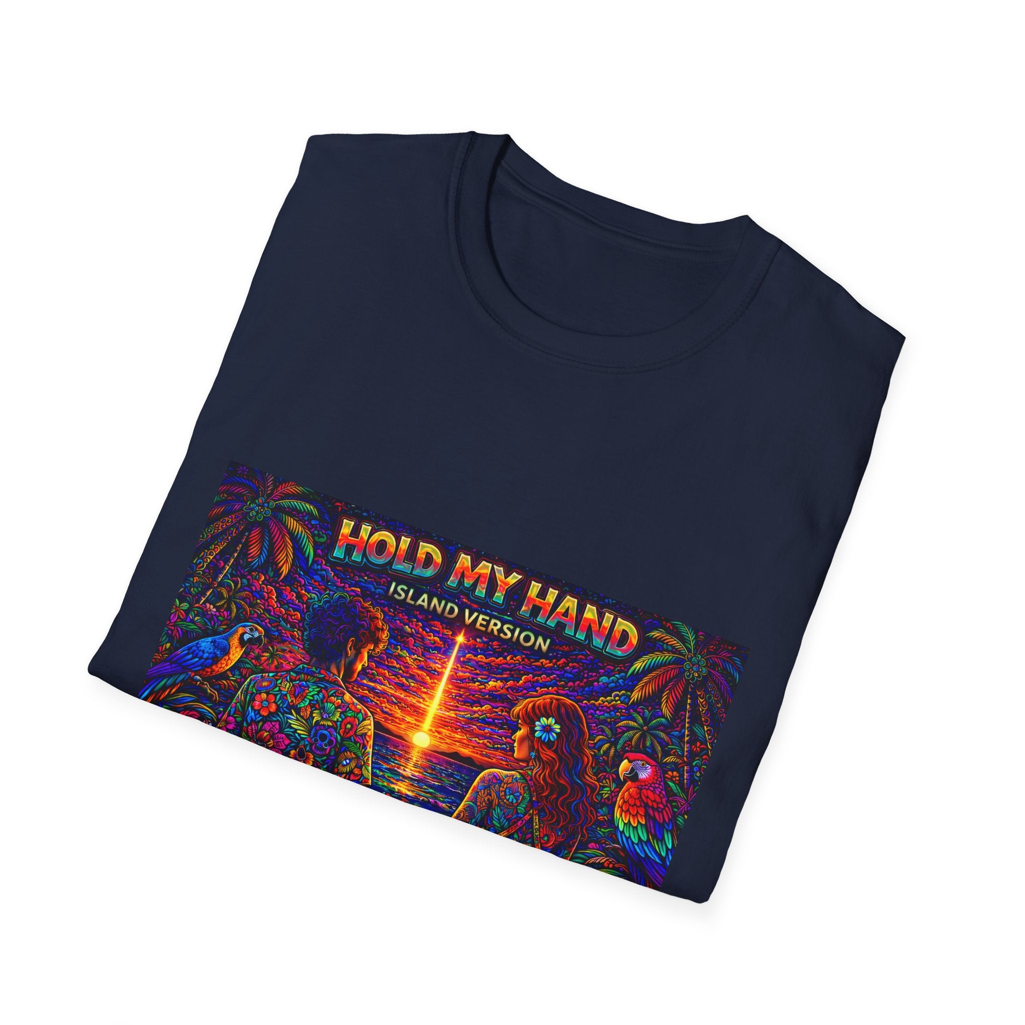 Hold My Hand Island Version Song Cover Art From The Caribbean Calavera Album  T-Shirt — Tropical Parrot Beach Graphic Tee