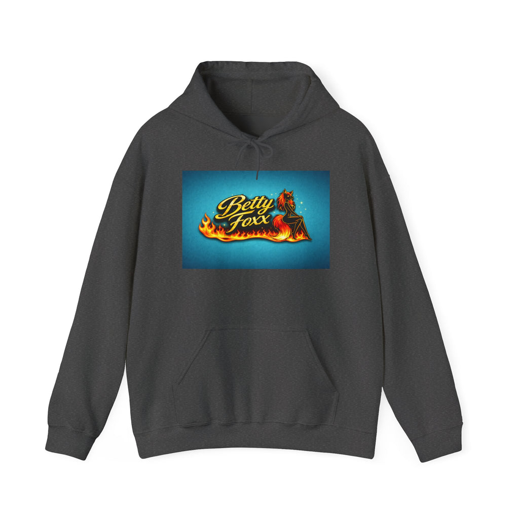 Betty Foxx Flame Logo Hoodie – Retro Neon Graphic Sweatshirt