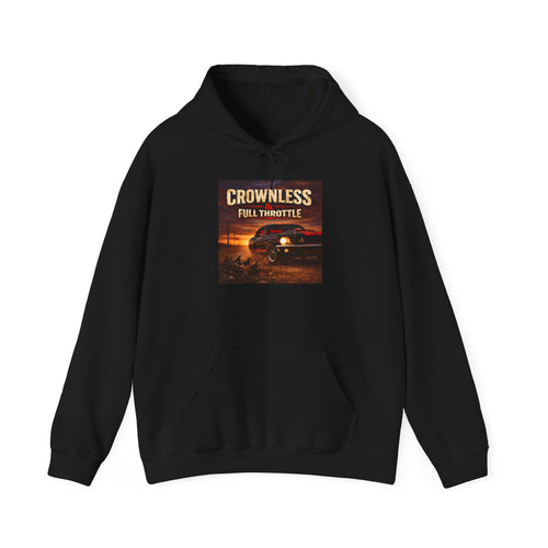 Crownless & Full Throttle Album Hoodie - Vintage Muscle Car Sunset Pullover