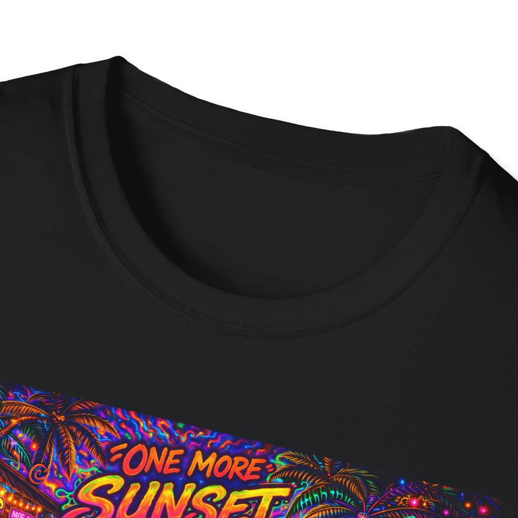 One More Sunset Bonfire Graphic T-Shirt  Song Cover Art From The Caribbean Calavera Album   — "Sunset" Neon Beach Party Tee
