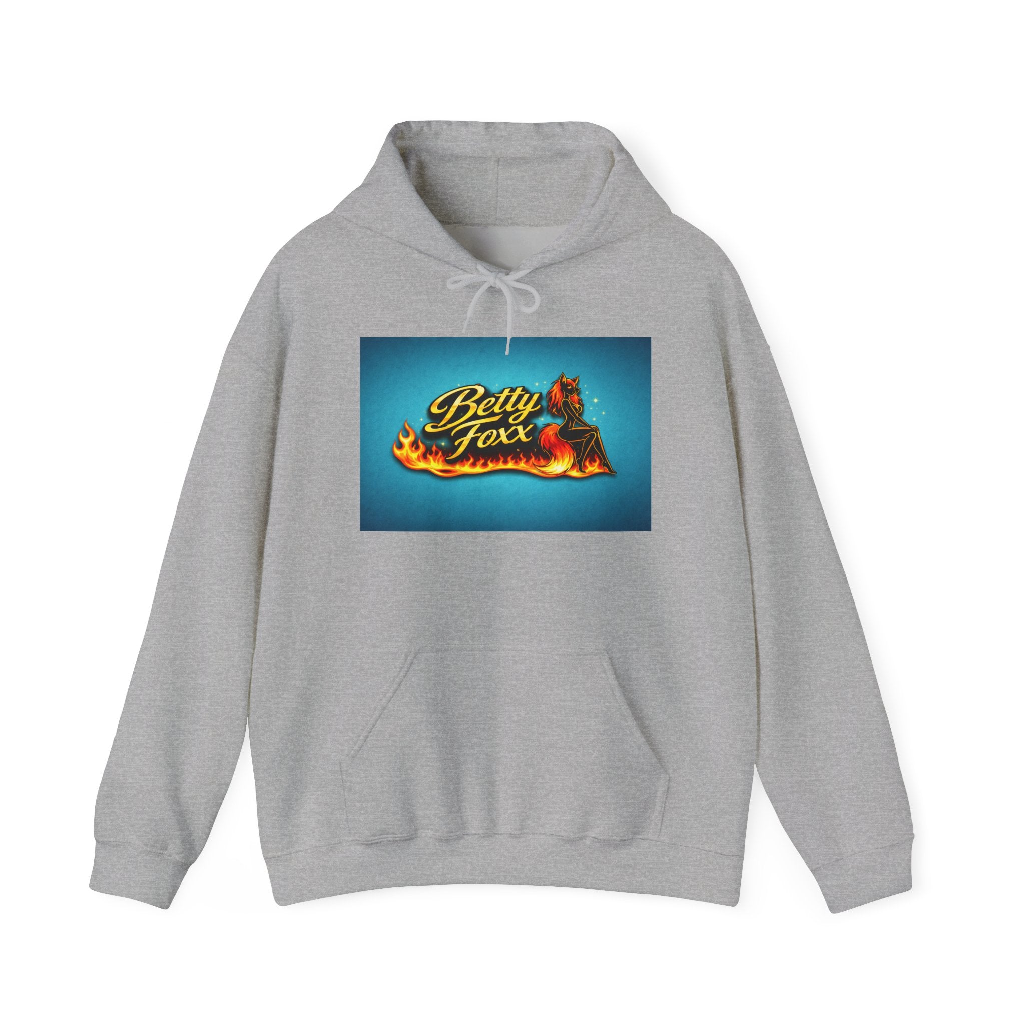 Betty Foxx Flame Logo Hoodie – Retro Neon Graphic Sweatshirt