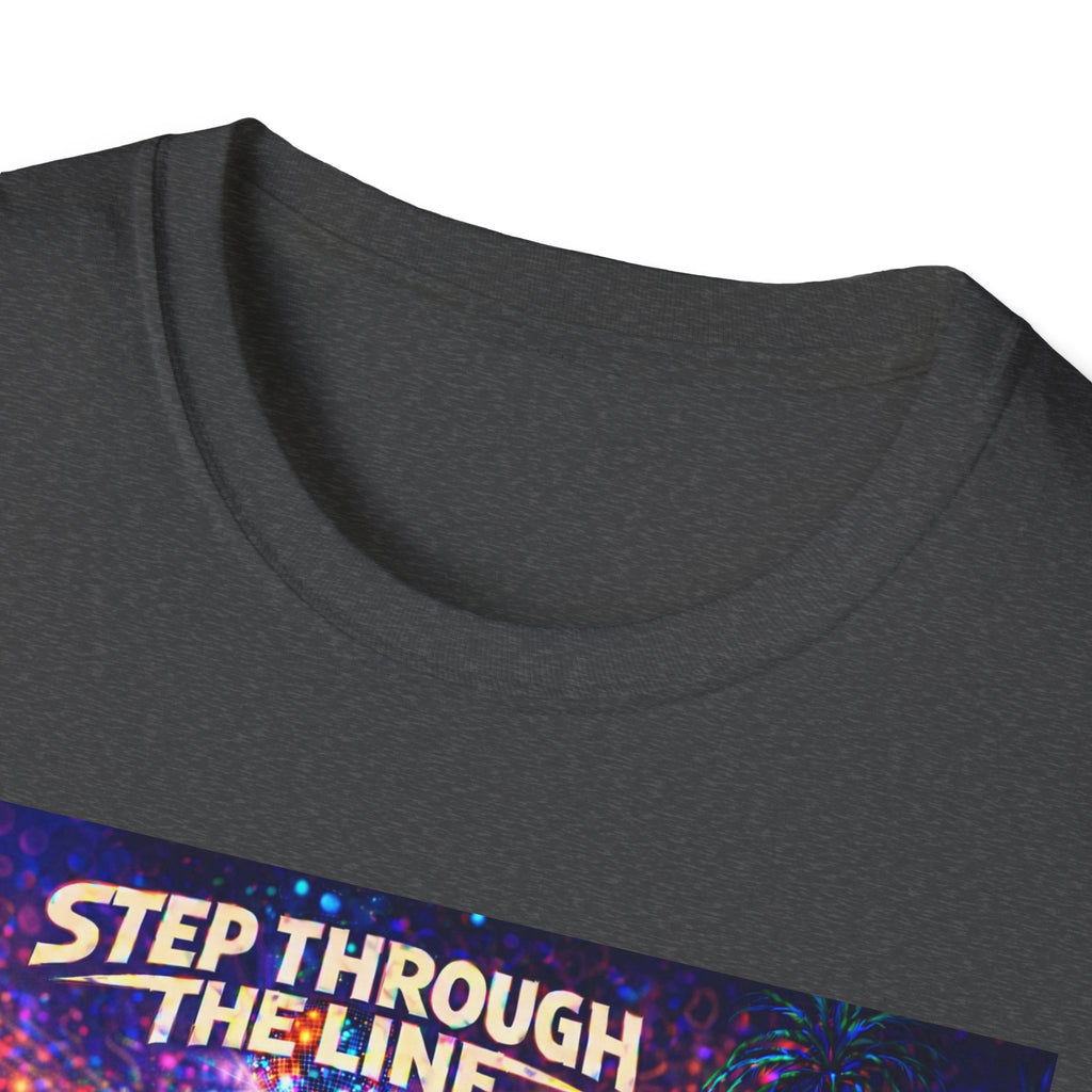 Step Through The Line T-Shirt Song Cover Art From The Caribbean Calavera Album  — Psychedelic Rainbow Silhouette Graphic Tee