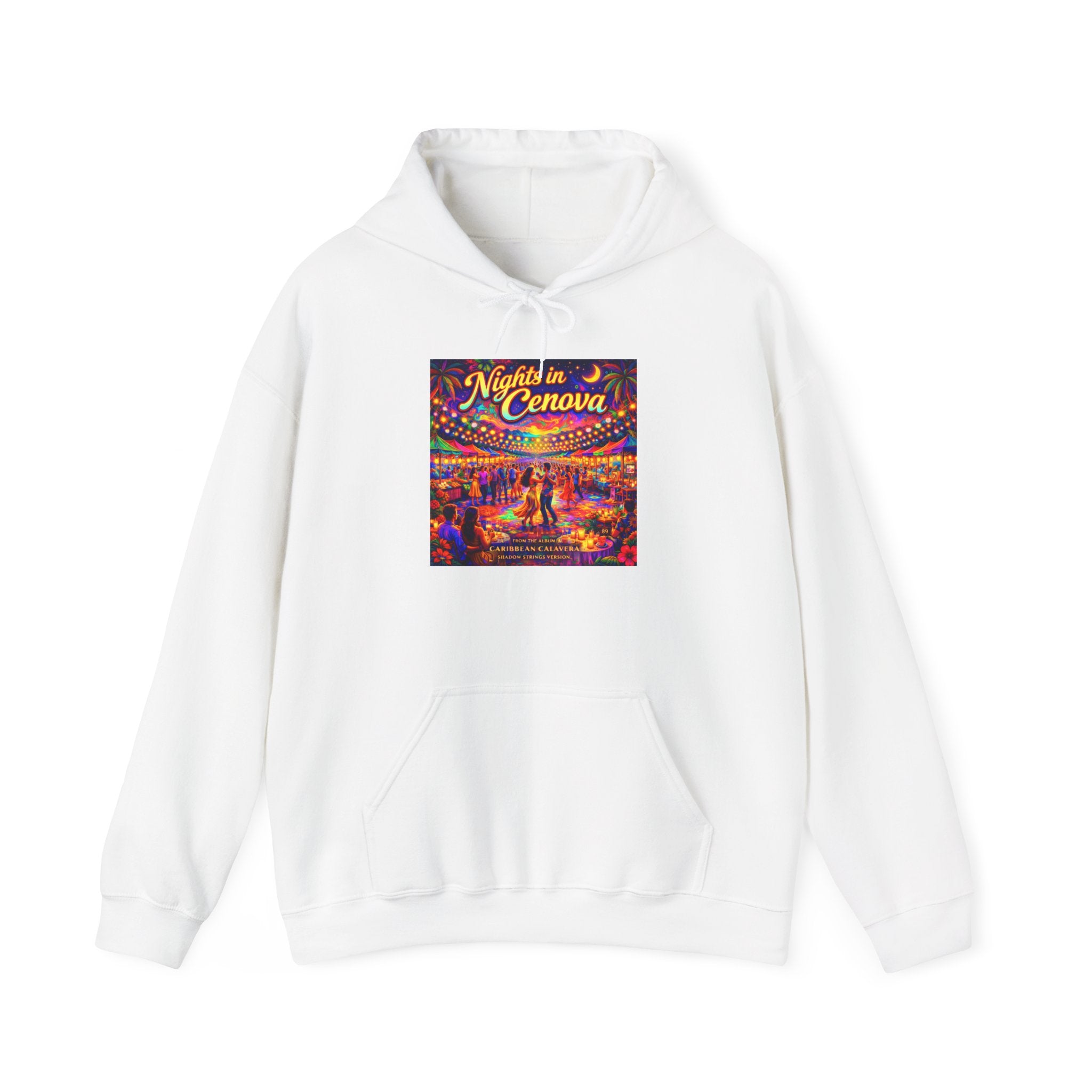 Nights in Cenova Song Cover Art From The Caribbean Calavera Album  Colorful Festival Street Scene Pullover HOODIE