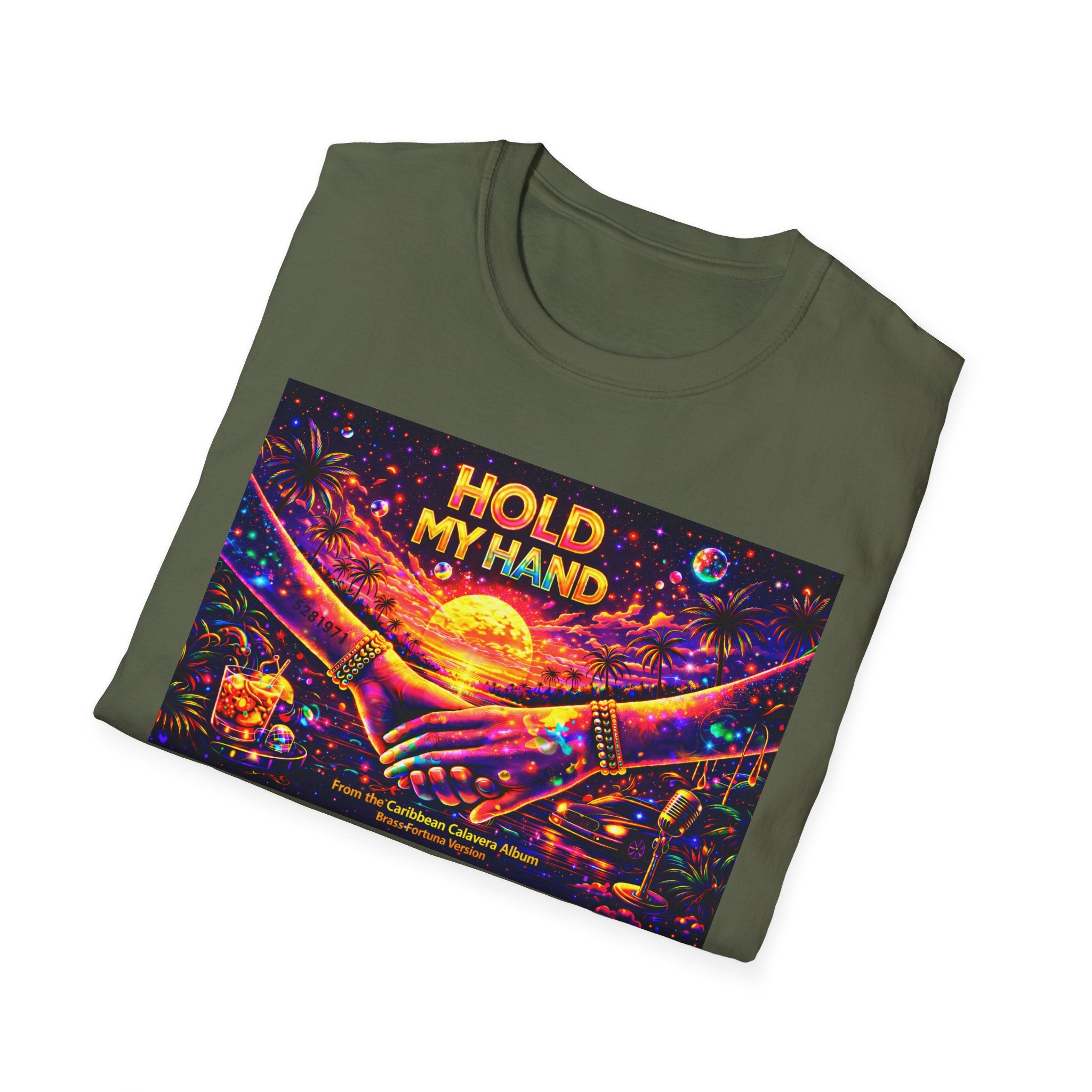 Hold My Hand T-Shirt  Song Cover Art From The Caribbean Calavera Album — Retro Sunset Hands Graphic Tee