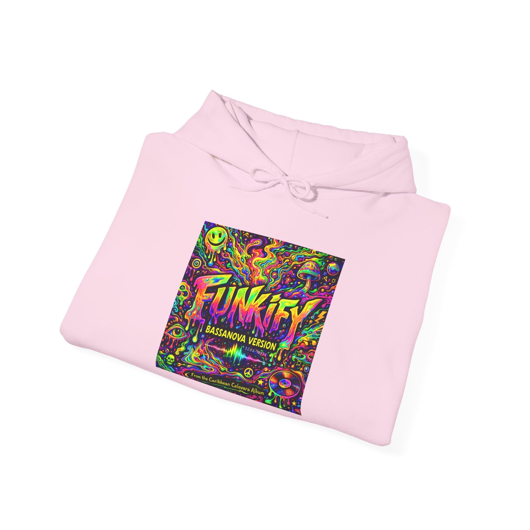 Funkify Song from Caribbean Calavera Album Neon Psychedelic Hoodie — "FUNKIFY" Retro Rave Graphic Sweatshirt