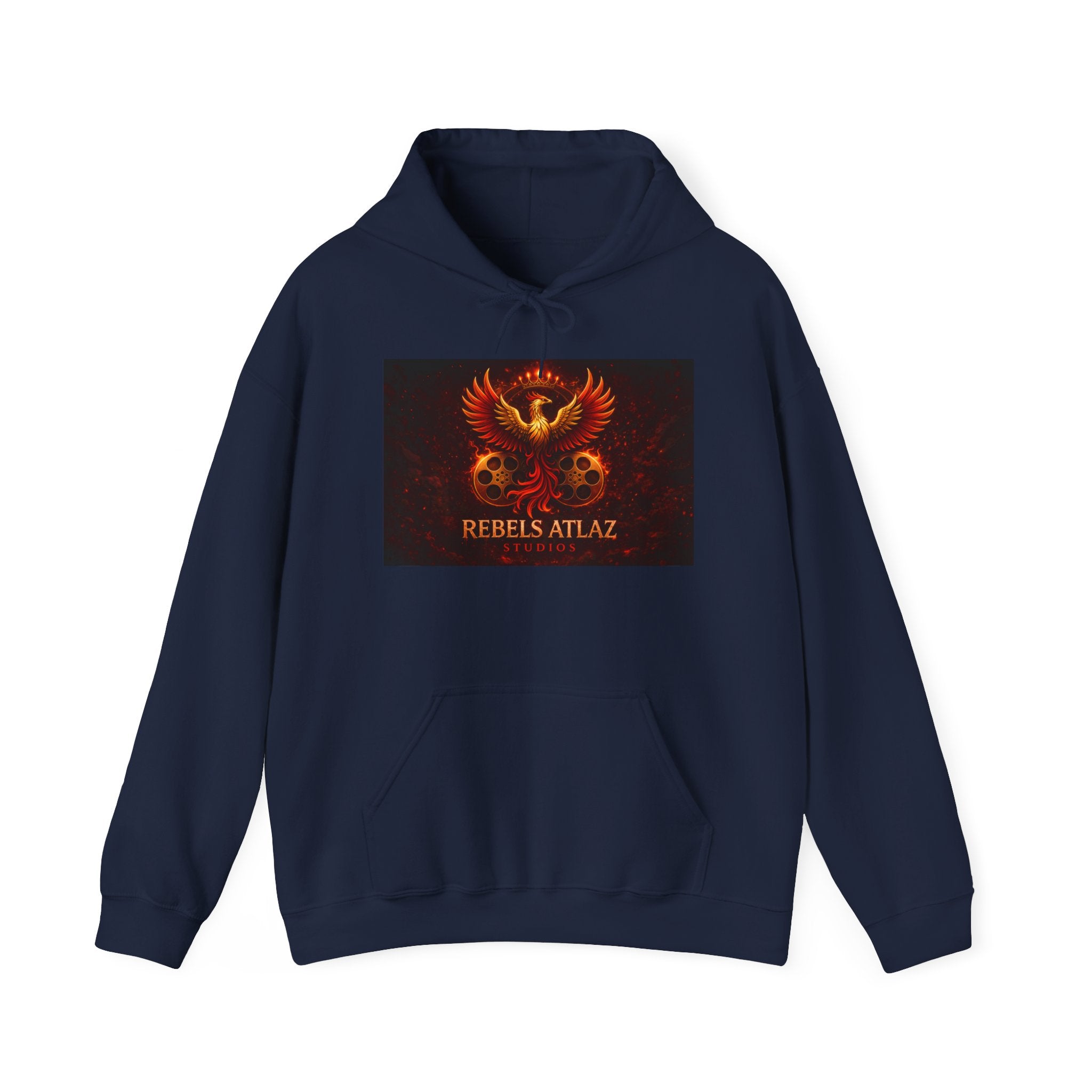 Rebelz Atlaz Film Studios Logo  Phoenix Skull Hoodie