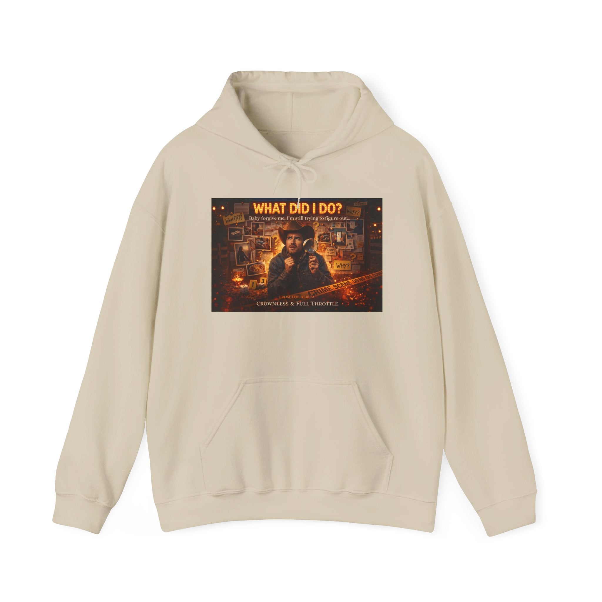 "What Did I Do?" Graphic Hoodie – Retro Mystery Movie Poster Sweatshirt