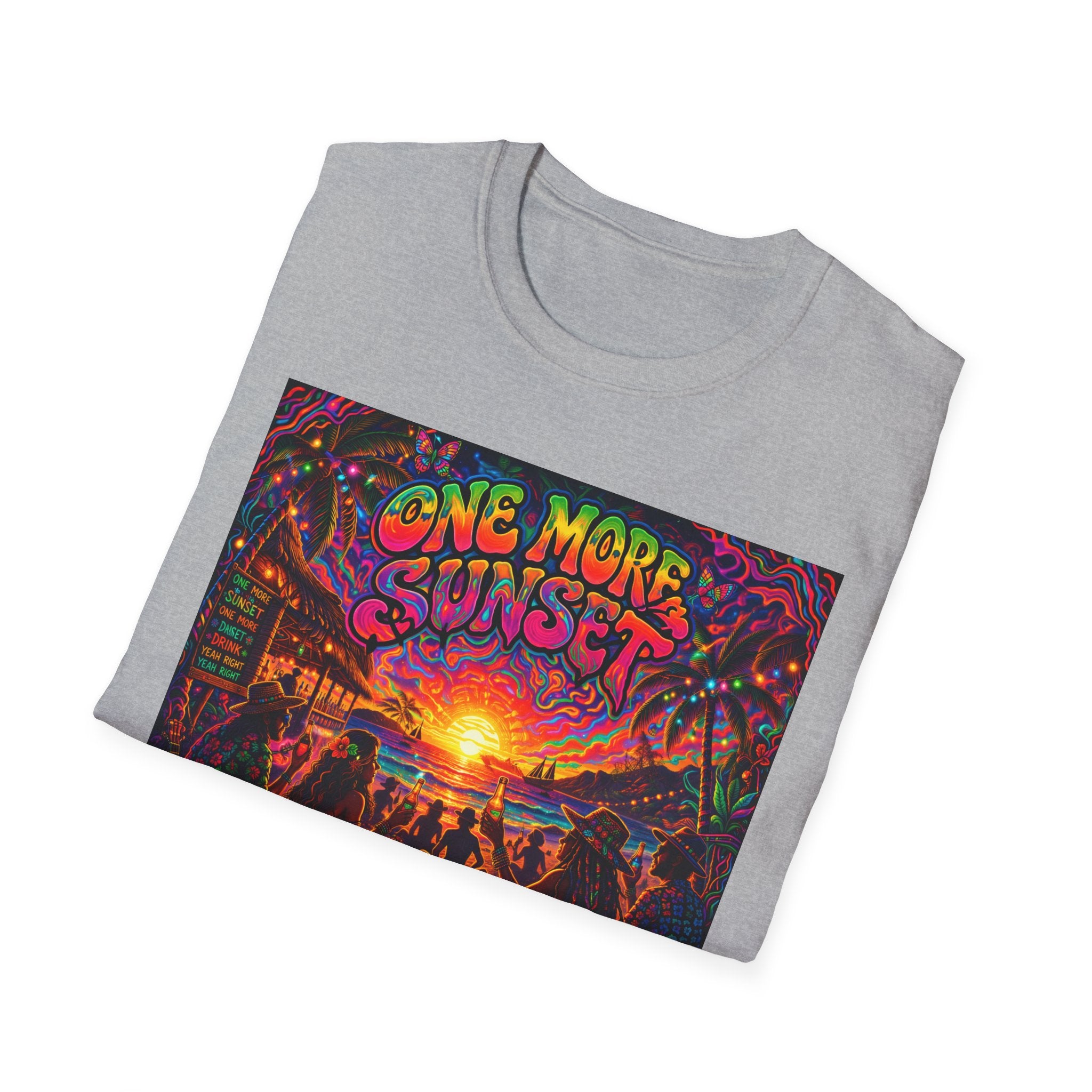 One More Sunset T-Shirt —  Song Cover Art From The Caribbean Calavera Album   Tropical Sunset Concert Graphic Tee