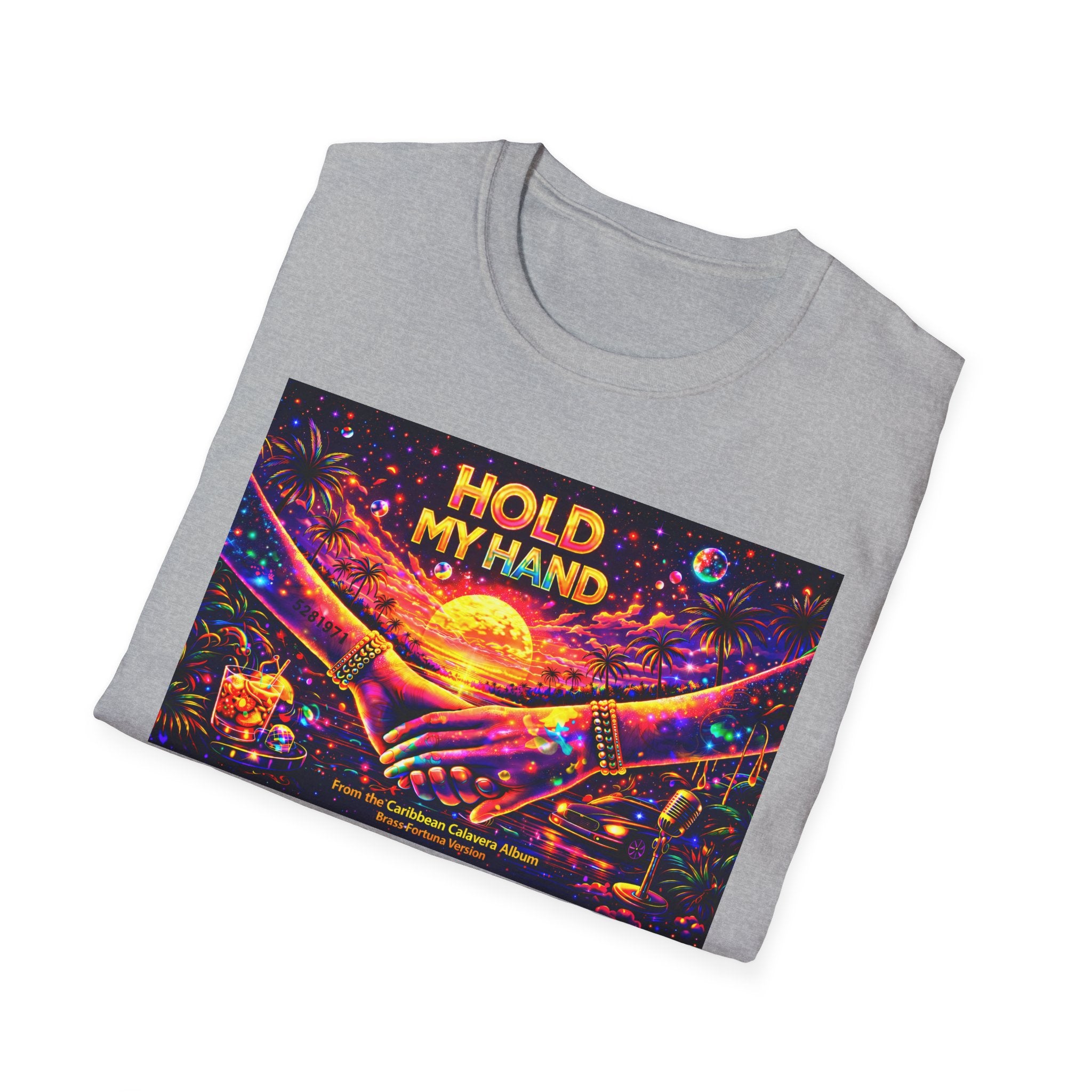 Hold My Hand T-Shirt  Song Cover Art From The Caribbean Calavera Album — Retro Sunset Hands Graphic Tee