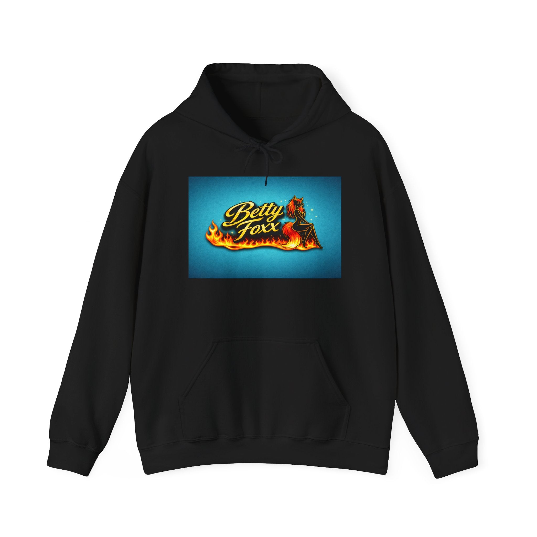 Betty Foxx Flame Logo Hoodie – Retro Neon Graphic Sweatshirt