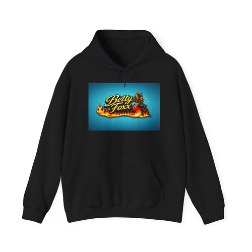 Betty Foxx Flame Logo Hoodie – Retro Neon Graphic Sweatshirt