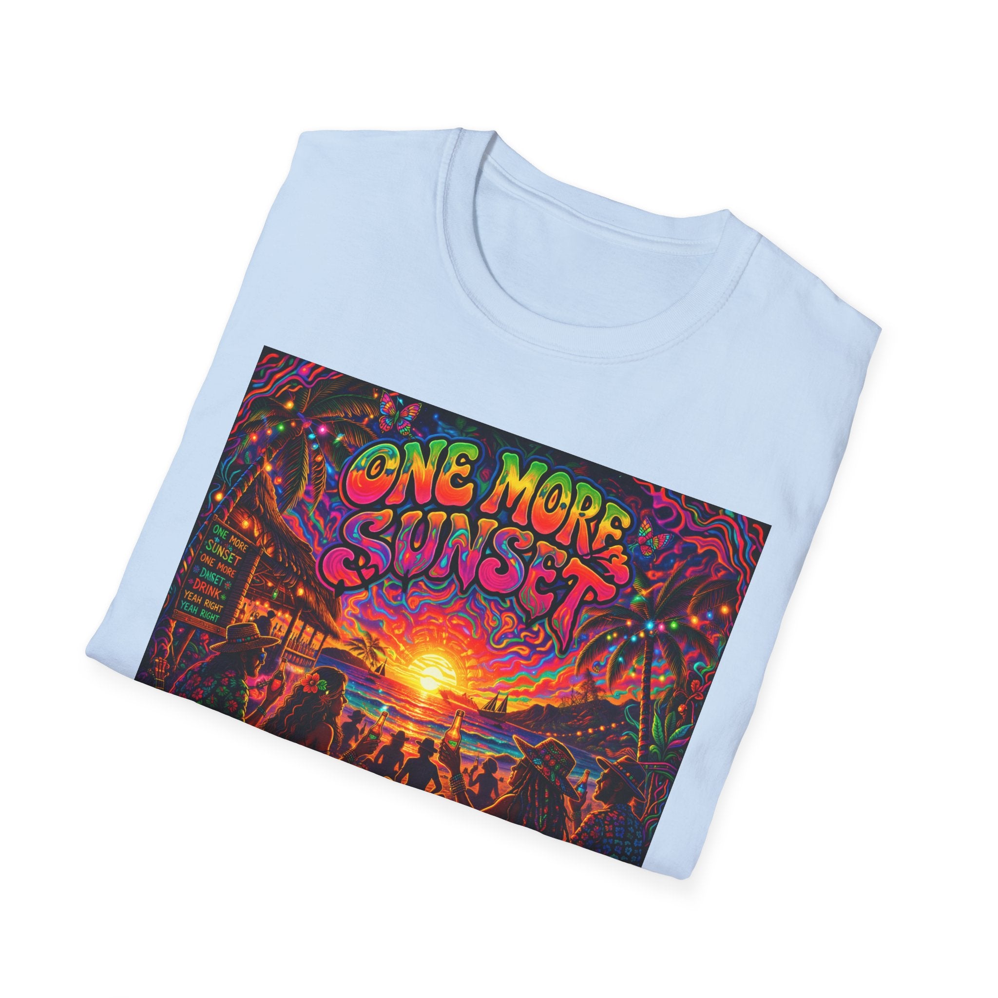 One More Sunset T-Shirt —  Song Cover Art From The Caribbean Calavera Album   Tropical Sunset Concert Graphic Tee