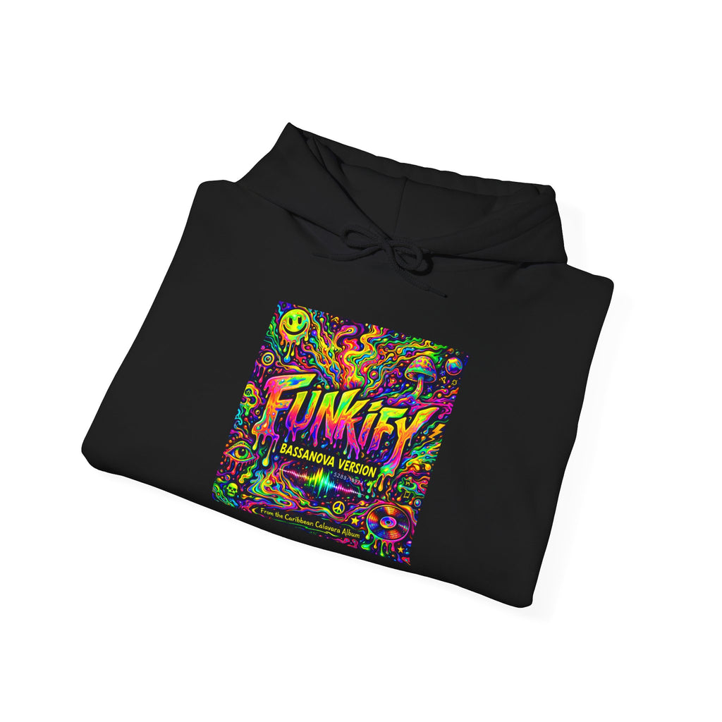 Funkify Song from Caribbean Calavera Album Neon Psychedelic Hoodie — "FUNKIFY" Retro Rave Graphic Sweatshirt