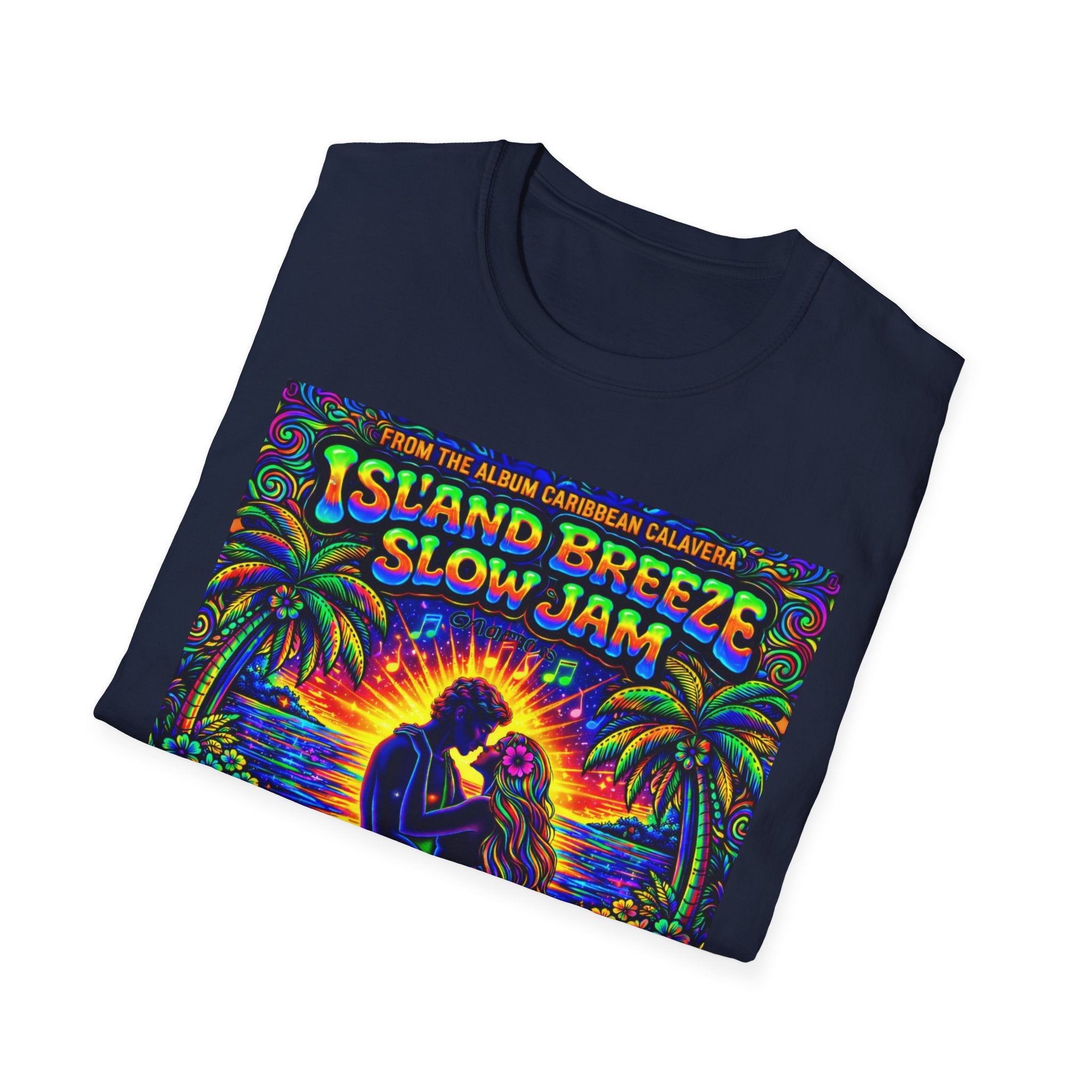 Island Breeze Slow Jam T-Shirt  Song Cover Art From The Caribbean Calavera Album   — Retro Tropical Sunset Music Tee