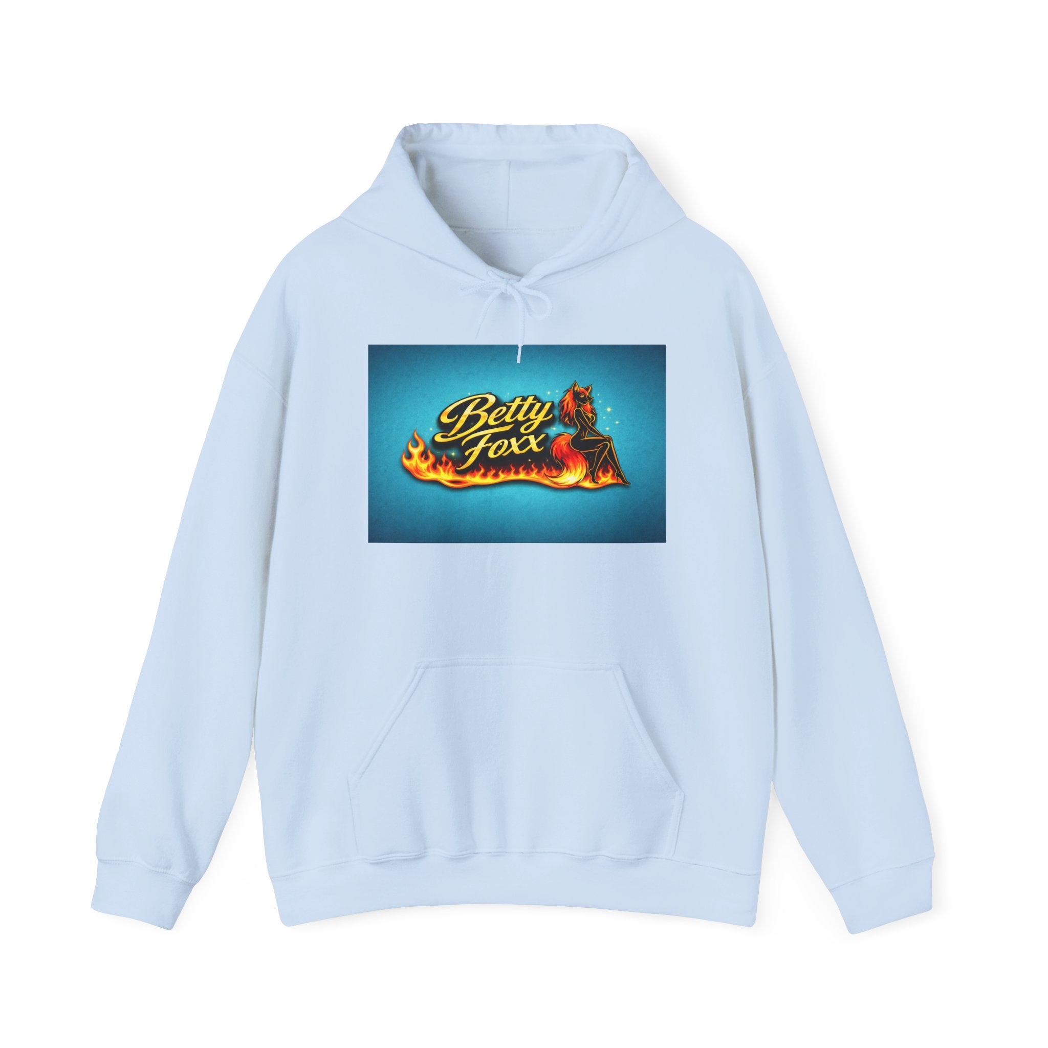 Betty Foxx Flame Logo Hoodie – Retro Neon Graphic Sweatshirt