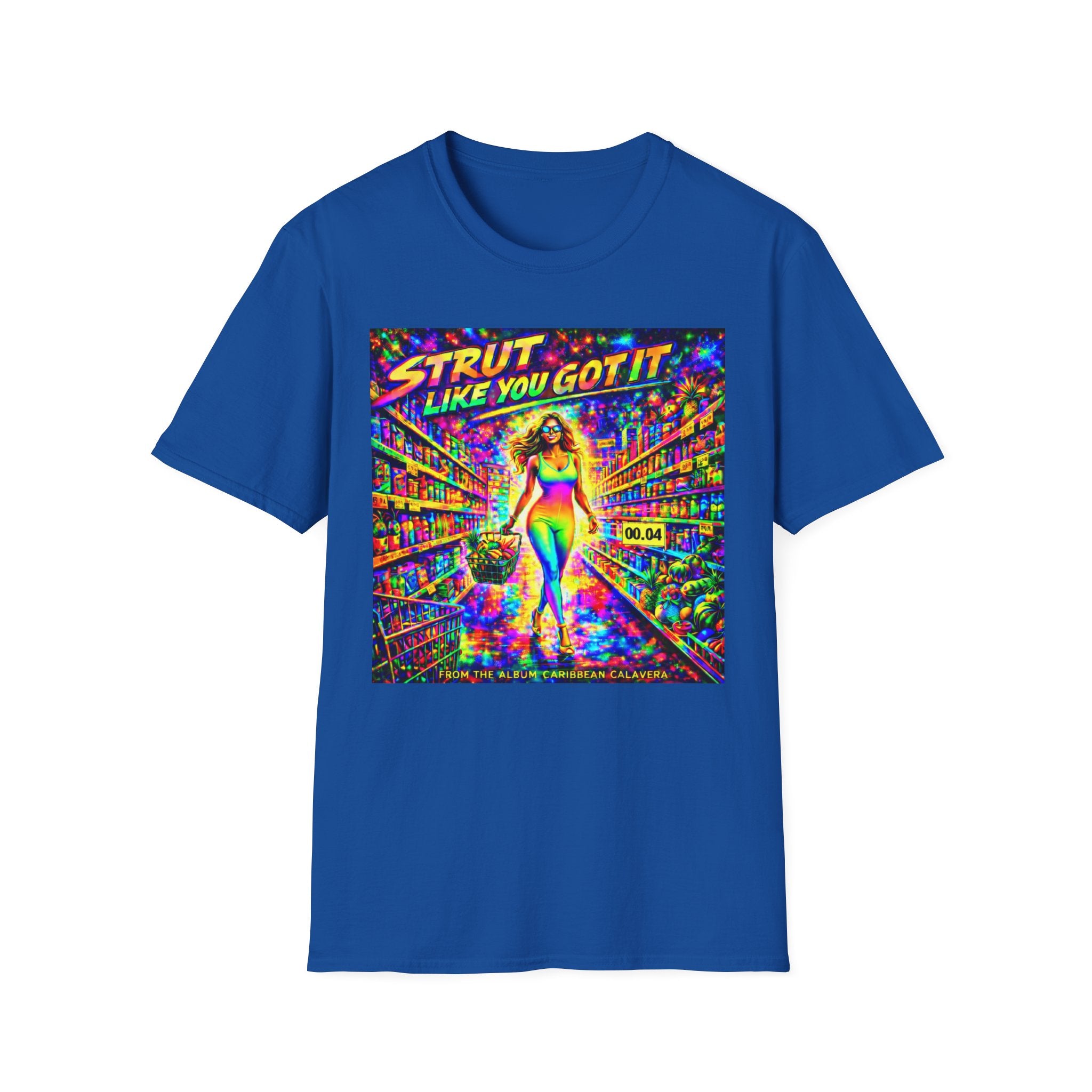 Strut Like You Got It   Song Cover Art From The Caribbean Calavera Album   Neon Retro Graphic Tee T-SHIRT