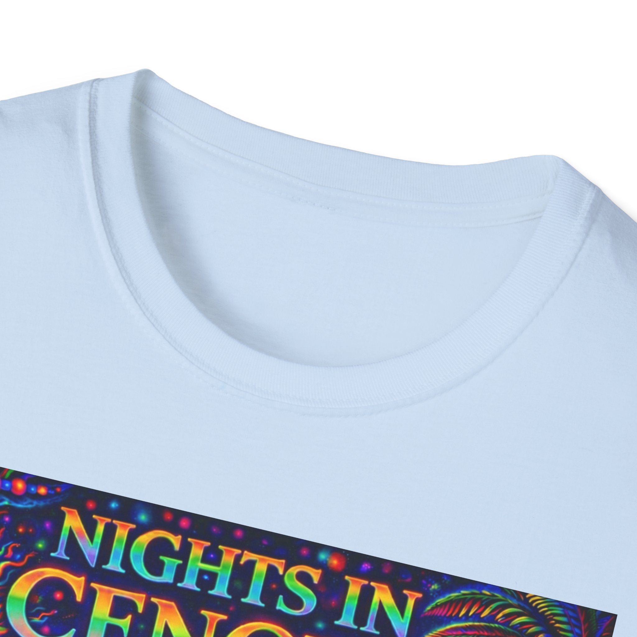 Nights in Cenovia T-Shirt  Song Cover Art From The Caribbean Calavera Album   — Colorful Fireworks Cityscape Tee