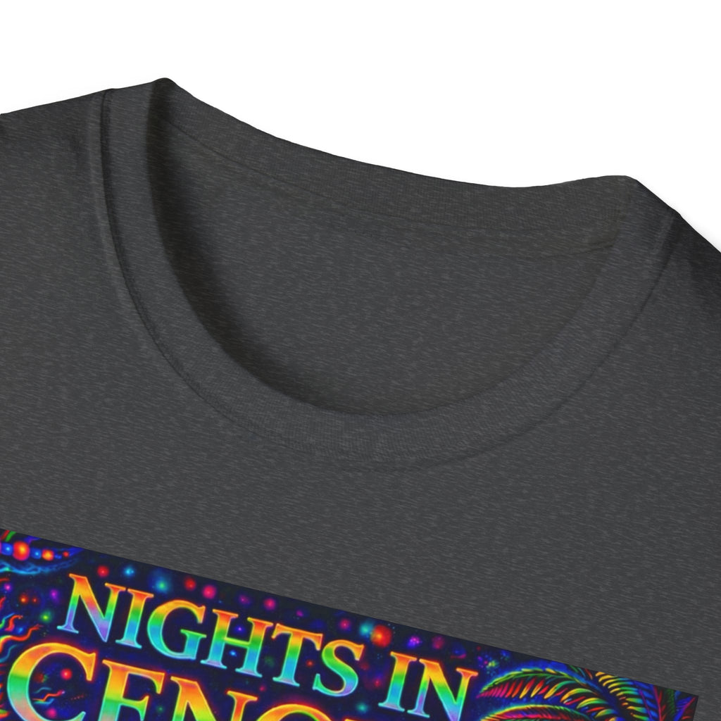 Nights in Cenovia T-Shirt  Song Cover Art From The Caribbean Calavera Album   — Colorful Fireworks Cityscape Tee