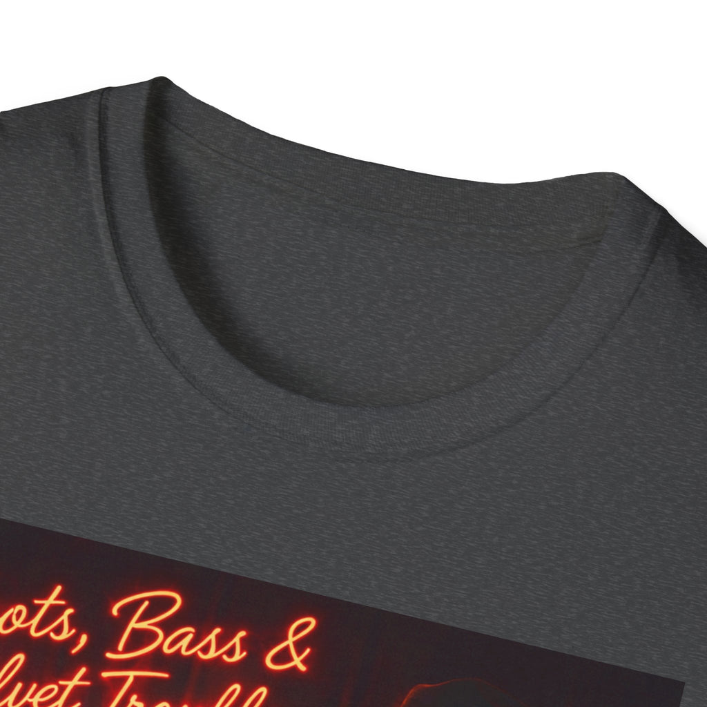 "Boots, Bass & Velvet Trouble" Retro Music Tee Vintage Rock T-Shirt —