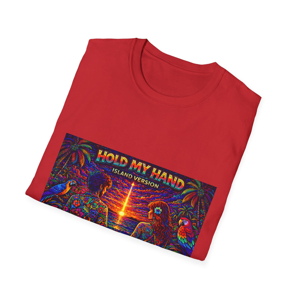 Hold My Hand Island Version Song Cover Art From The Caribbean Calavera Album  T-Shirt — Tropical Parrot Beach Graphic Tee