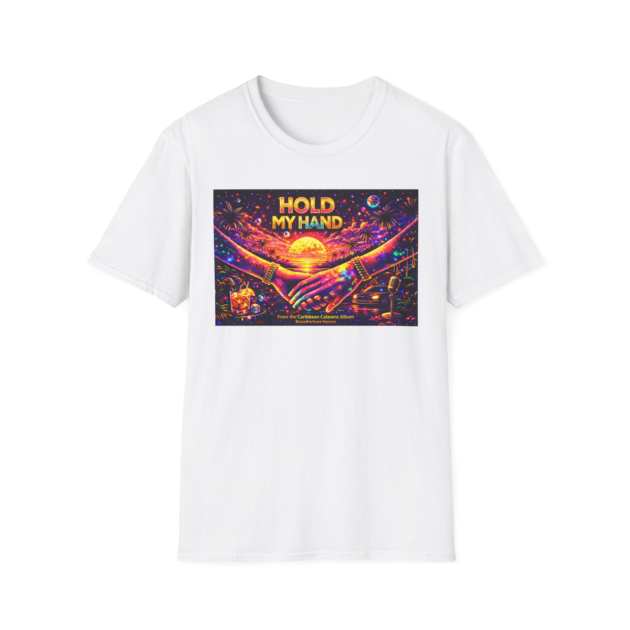 Hold My Hand T-Shirt  Song Cover Art From The Caribbean Calavera Album — Retro Sunset Hands Graphic Tee