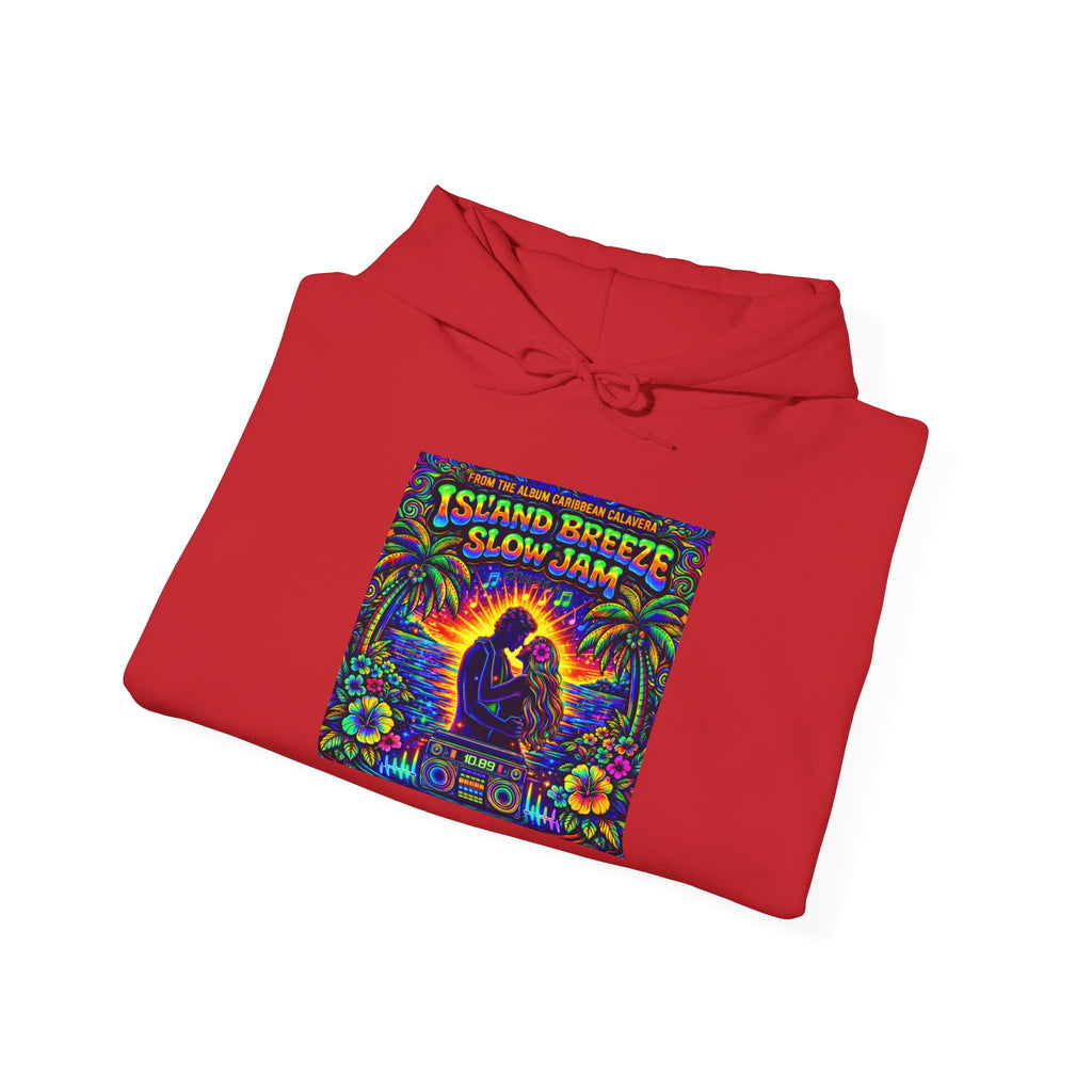 Island Breeze Slow Jam Hoodie  Song Cover Art From The Caribbean Calavera Album  — Retro Tropical Couple Graphic Hoodie