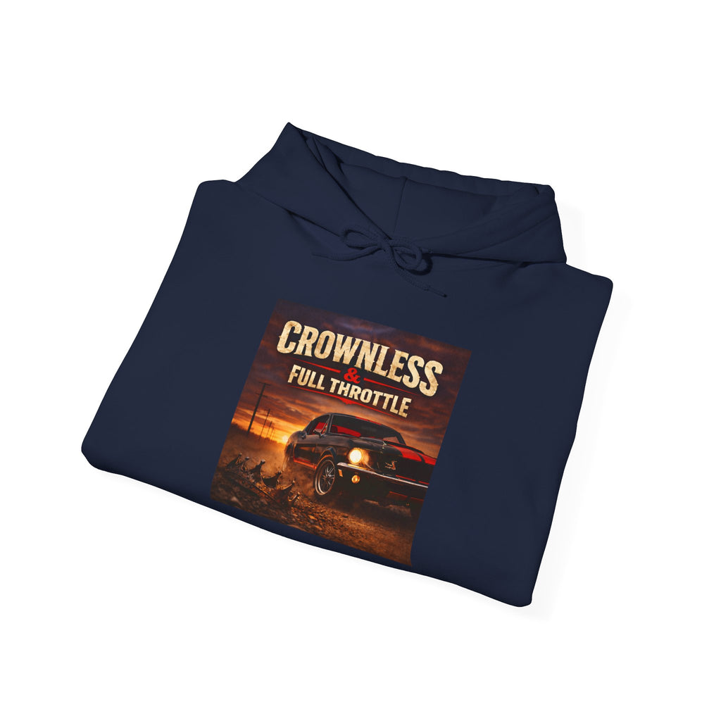 Crownless & Full Throttle Album Hoodie - Vintage Muscle Car Sunset Pullover