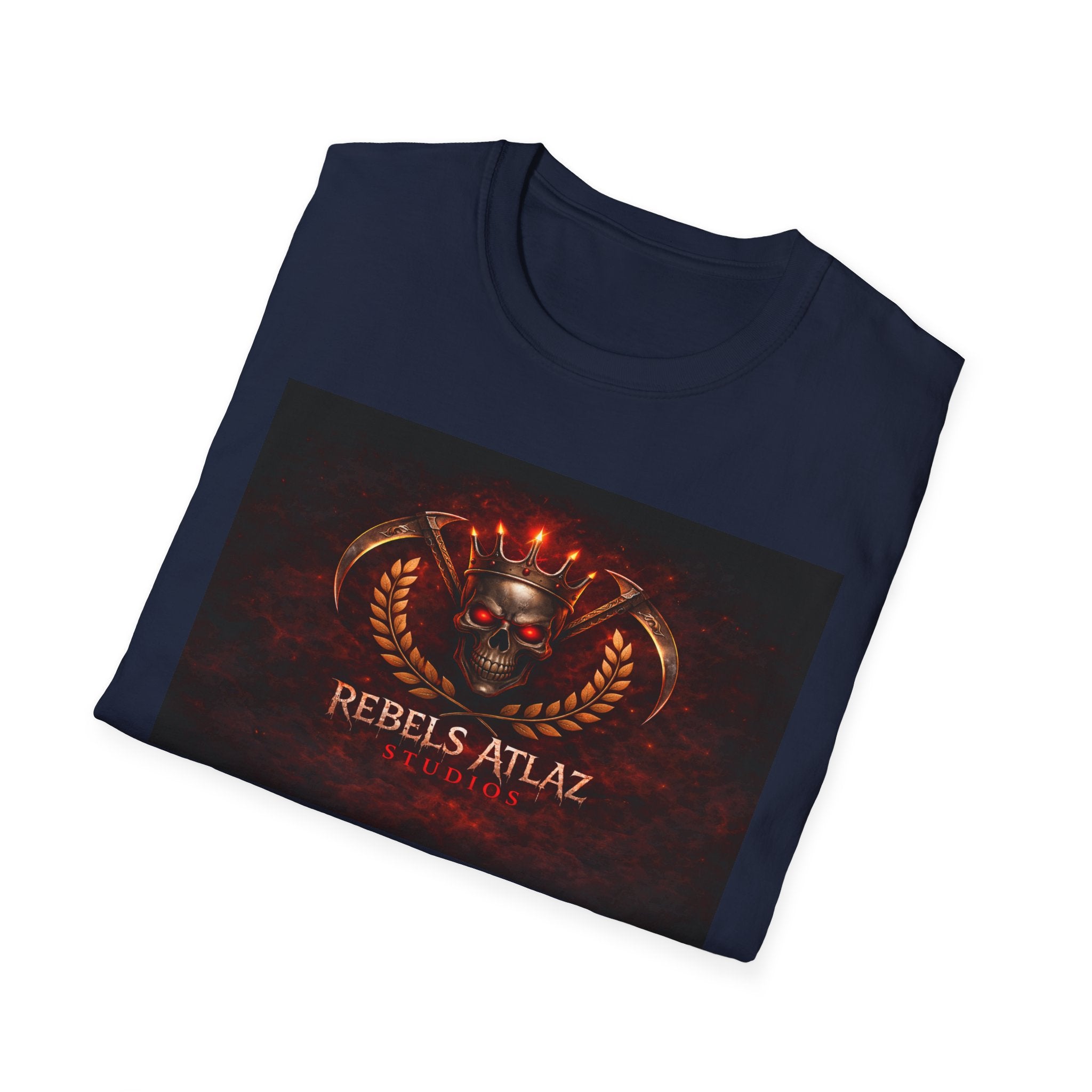 Rebelz Atlaz Film Studios Logo  Emblem T-Shirt — Vintage Military Crest Graphic Tee