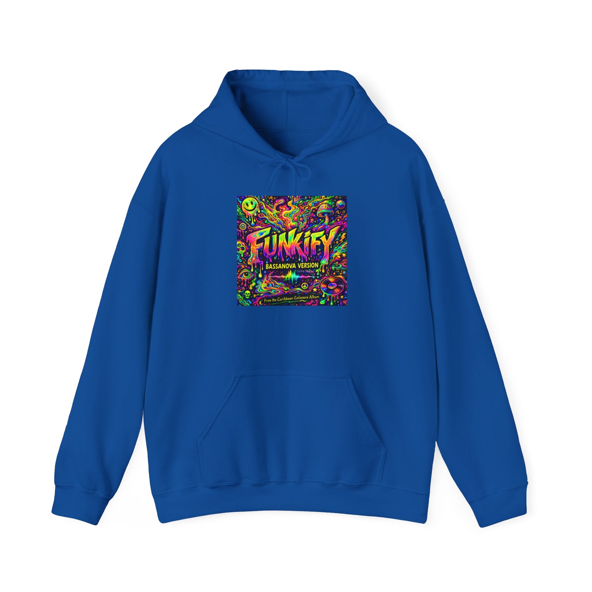 Funkify Song from Caribbean Calavera Album Neon Psychedelic Hoodie — "FUNKIFY" Retro Rave Graphic Sweatshirt