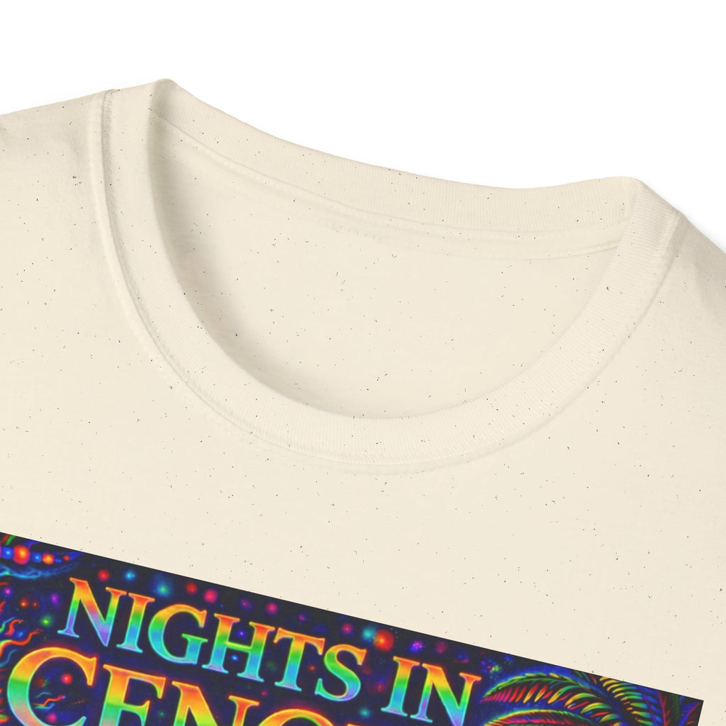 Nights in Cenovia T-Shirt  Song Cover Art From The Caribbean Calavera Album   — Colorful Fireworks Cityscape Tee
