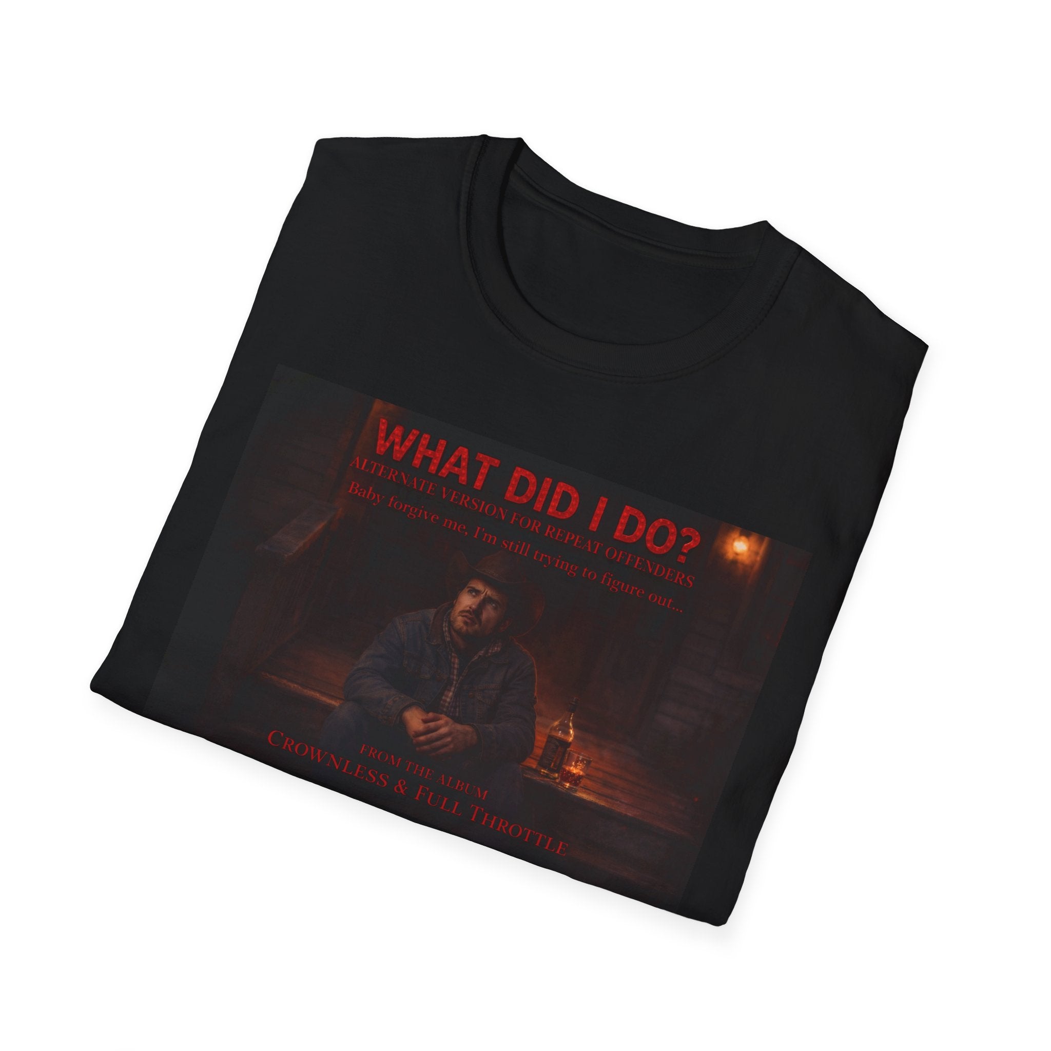 T-Shirt — "What Did I Do?" Dark Vintage Portrait Graphic Tee