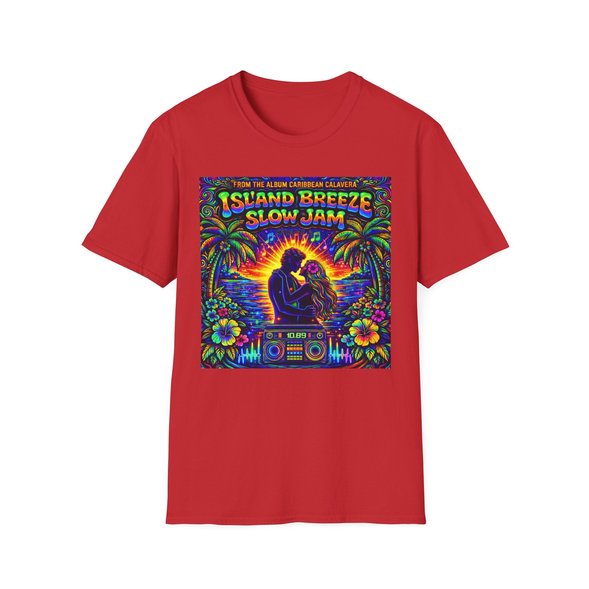 Island Breeze Slow Jam T-Shirt  Song Cover Art From The Caribbean Calavera Album   — Retro Tropical Sunset Music Tee