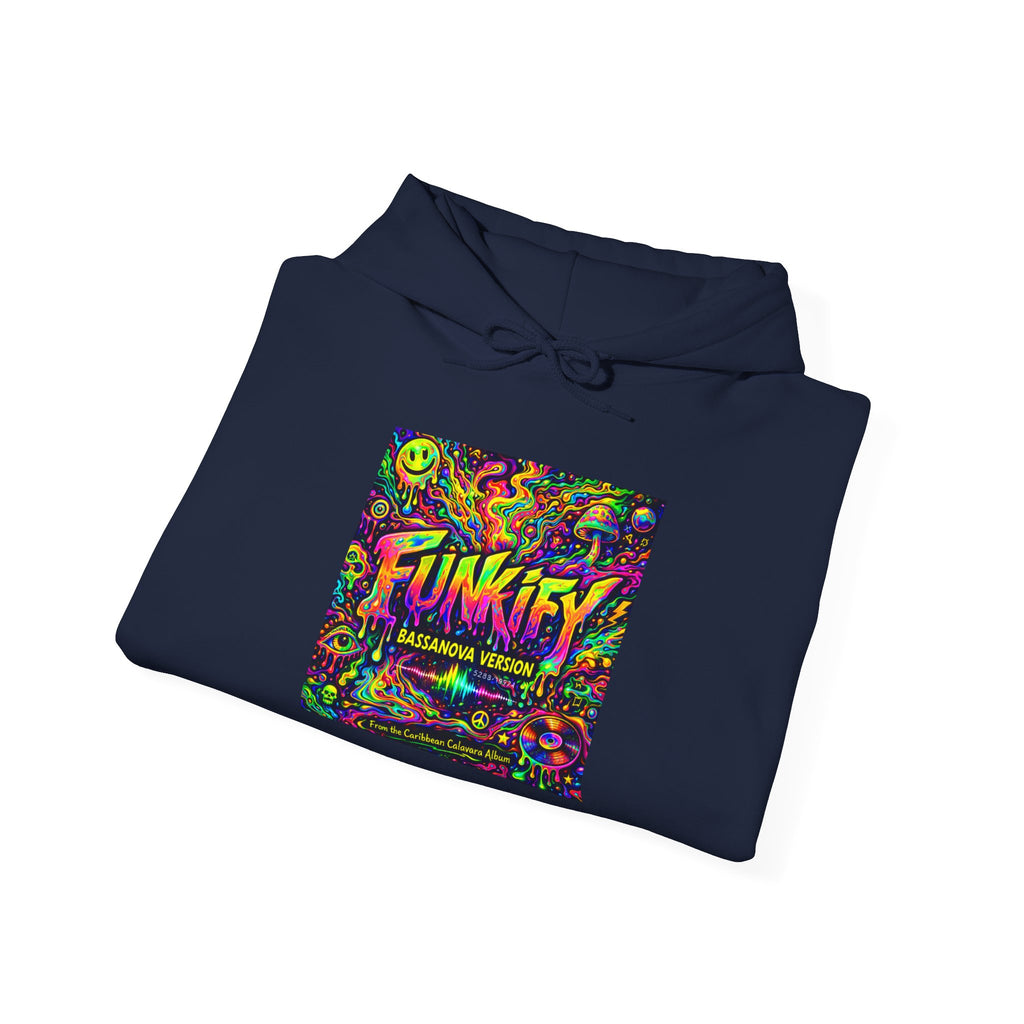 Funkify Song from Caribbean Calavera Album Neon Psychedelic Hoodie — "FUNKIFY" Retro Rave Graphic Sweatshirt