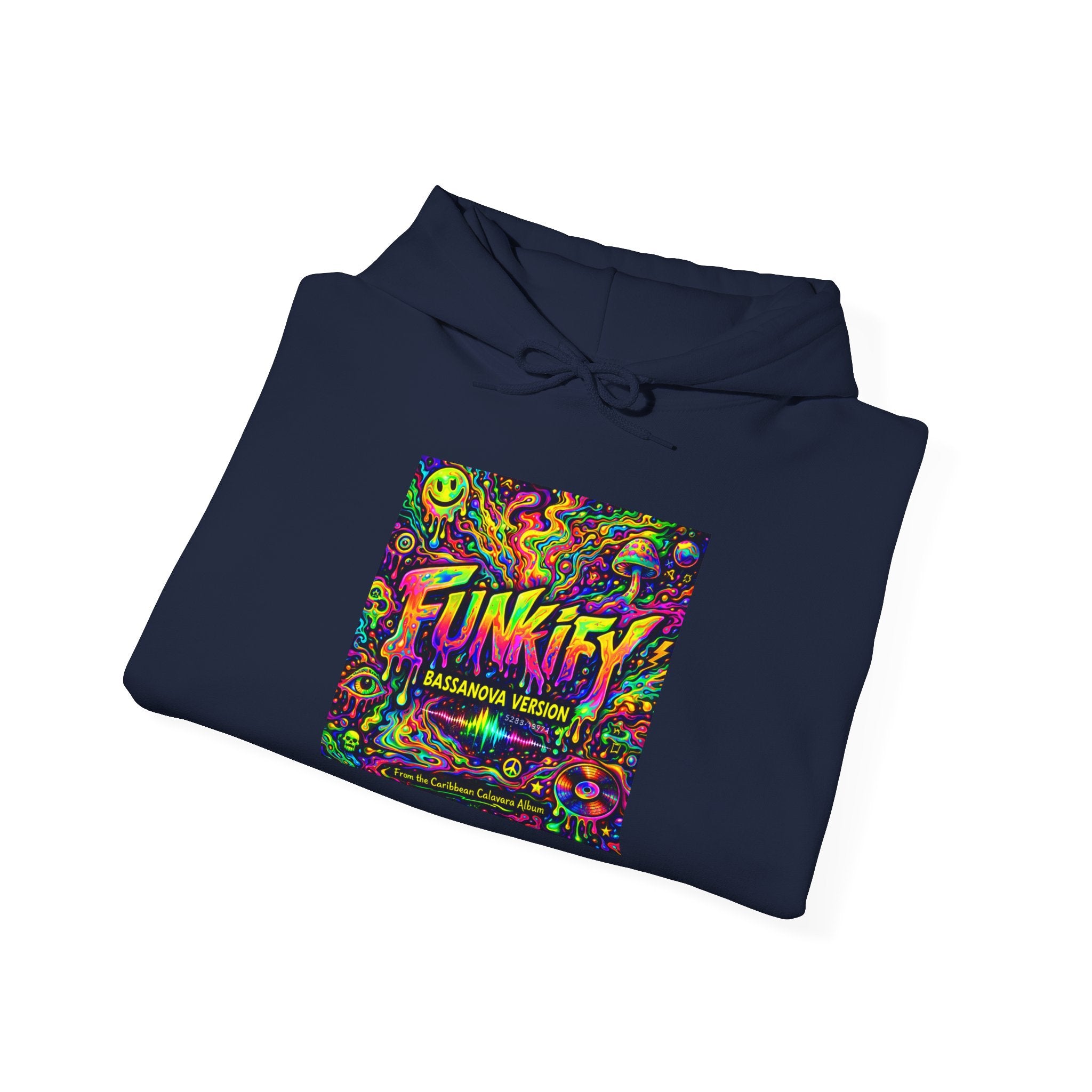 Funkify Song from Caribbean Calavera Album Neon Psychedelic Hoodie — "FUNKIFY" Retro Rave Graphic Sweatshirt