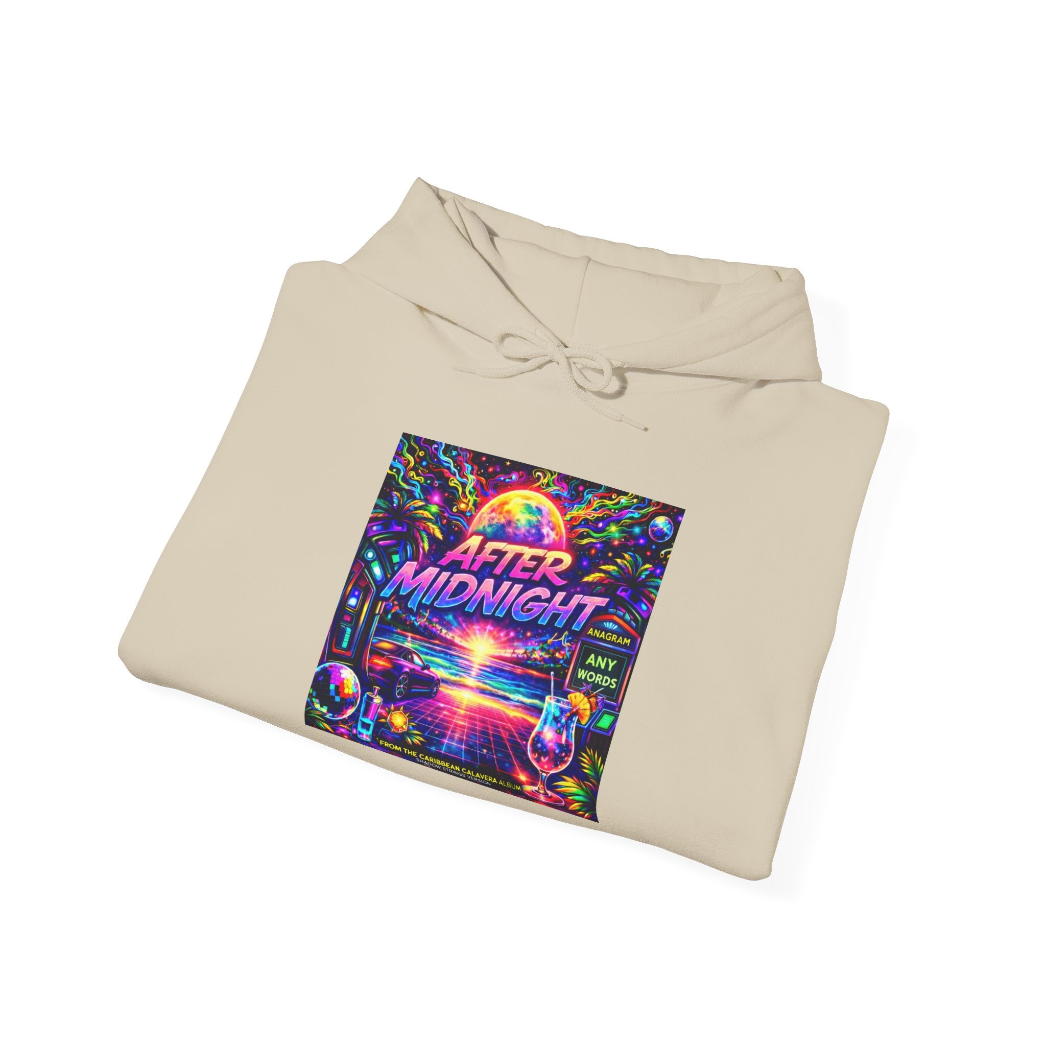 After Midnight Hoodie Song Cover Art From The Caribbean Calavera Album — Retro Neon Vaporwave Graphic Pullover