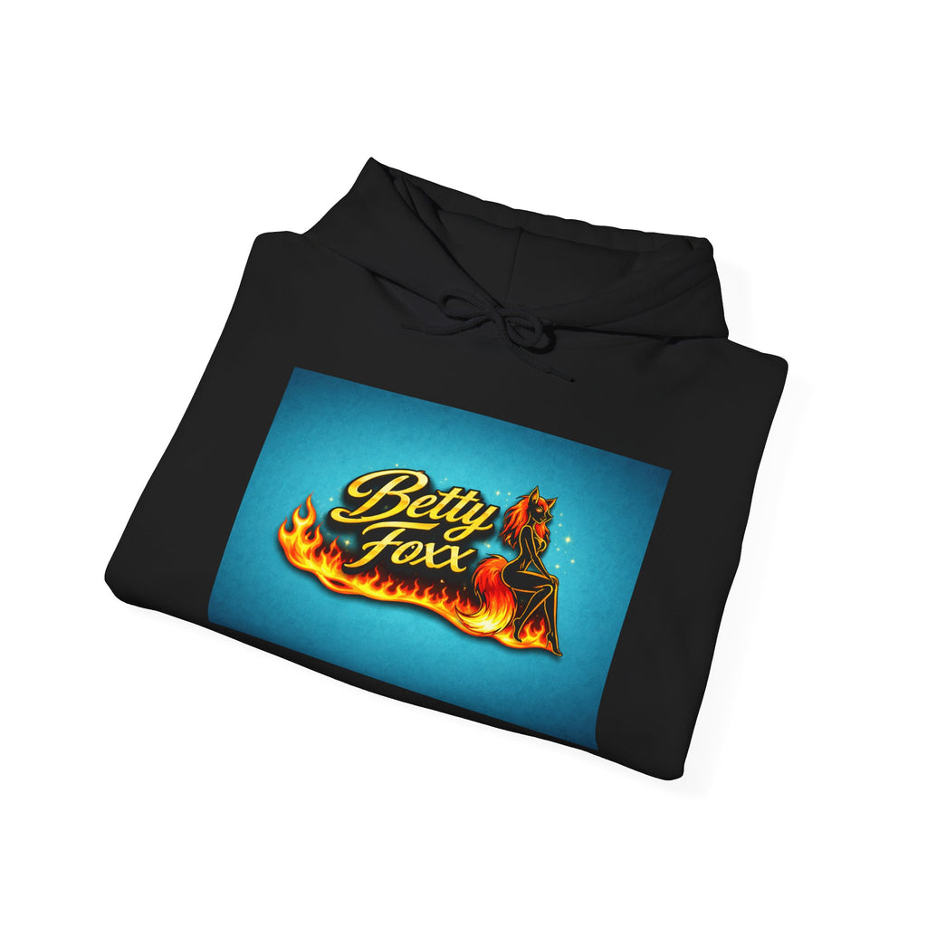 Betty Foxx Flame Logo Hoodie – Retro Neon Graphic Sweatshirt