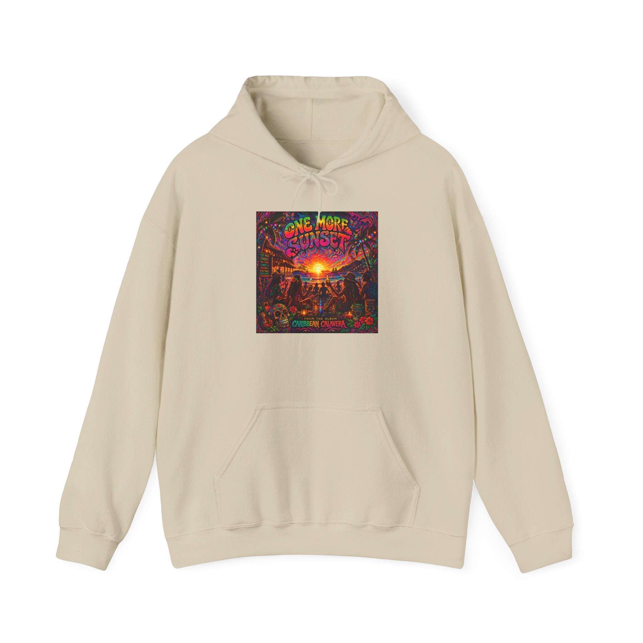 "One More Sunset"  Song Cover Art From The Caribbean Calavera Album  Retro Concert Graphic Sunset Festival Hoodie