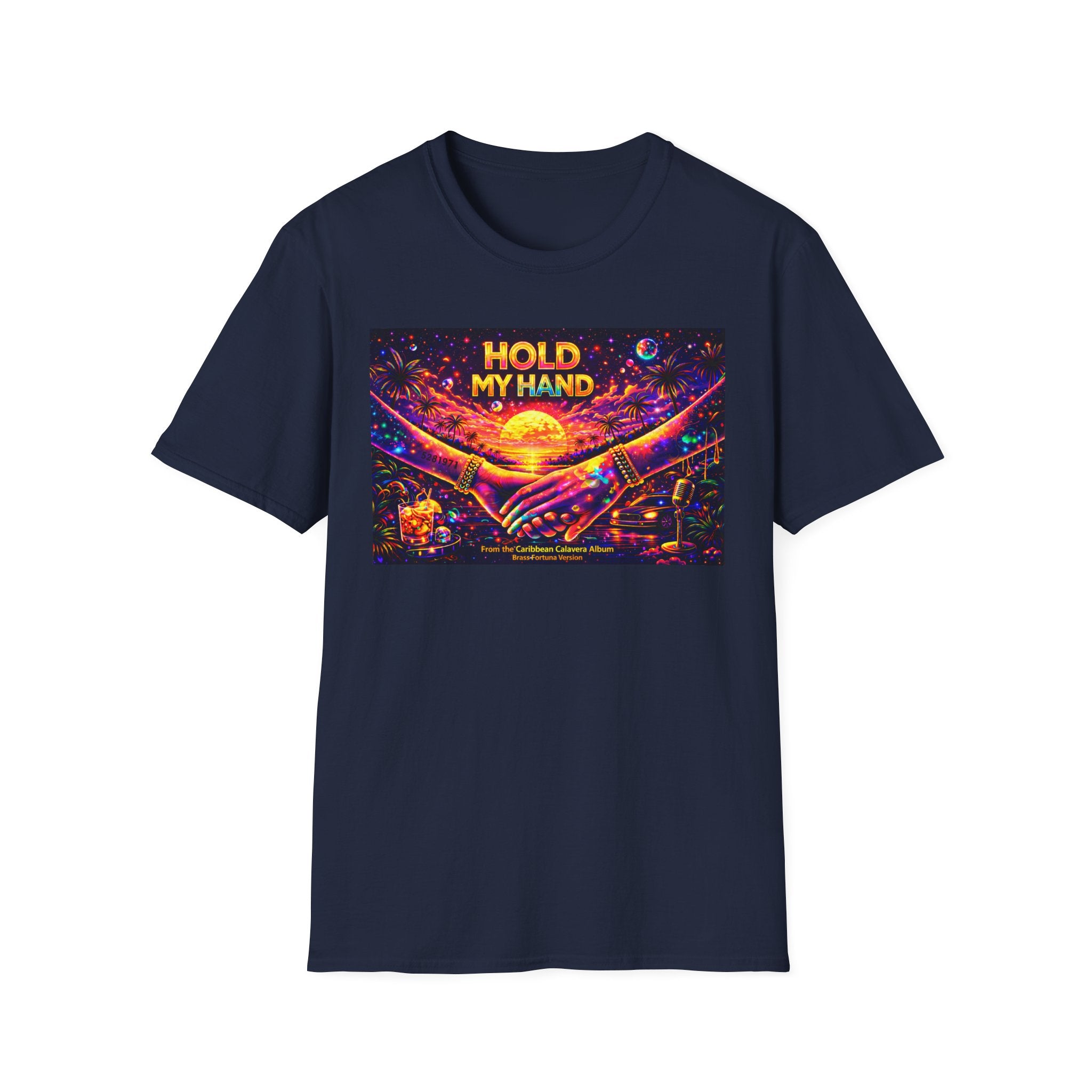 Hold My Hand T-Shirt  Song Cover Art From The Caribbean Calavera Album — Retro Sunset Hands Graphic Tee