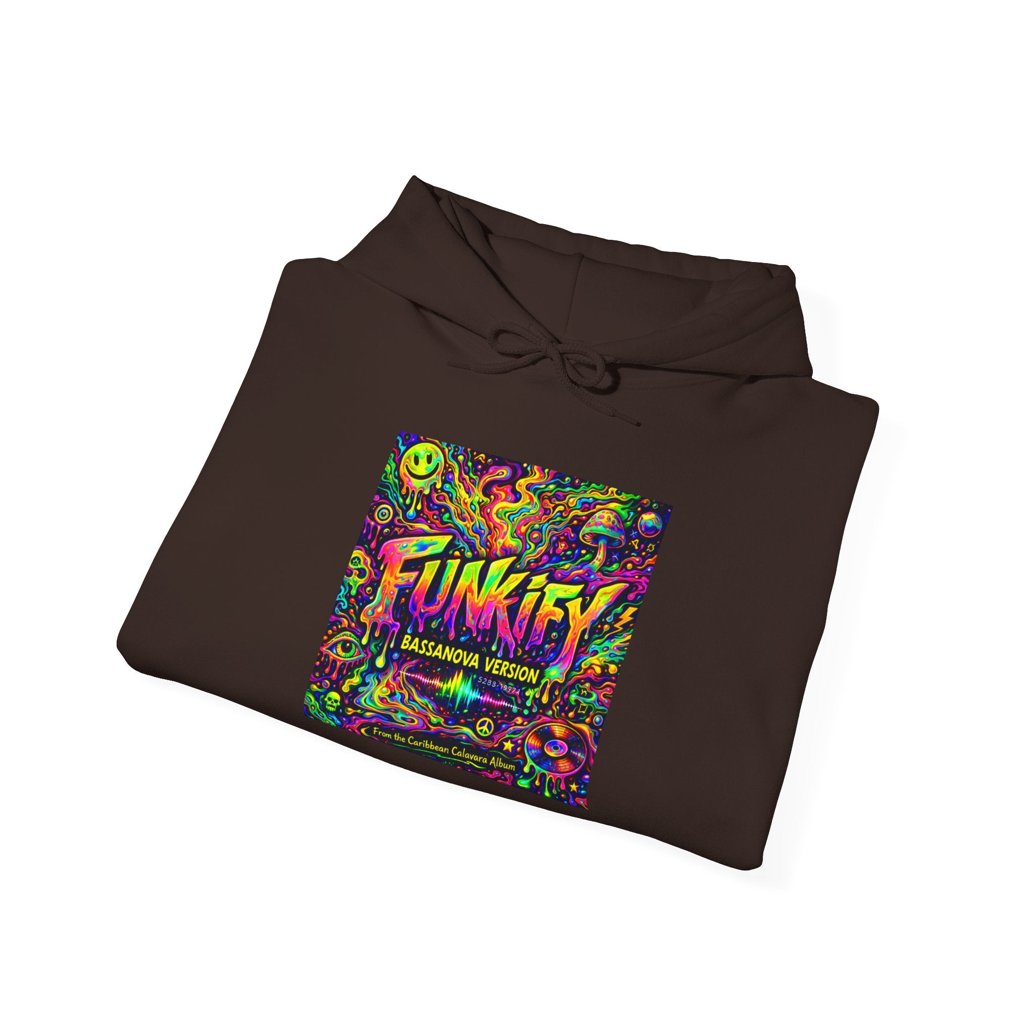 Funkify Song from Caribbean Calavera Album Neon Psychedelic Hoodie — "FUNKIFY" Retro Rave Graphic Sweatshirt