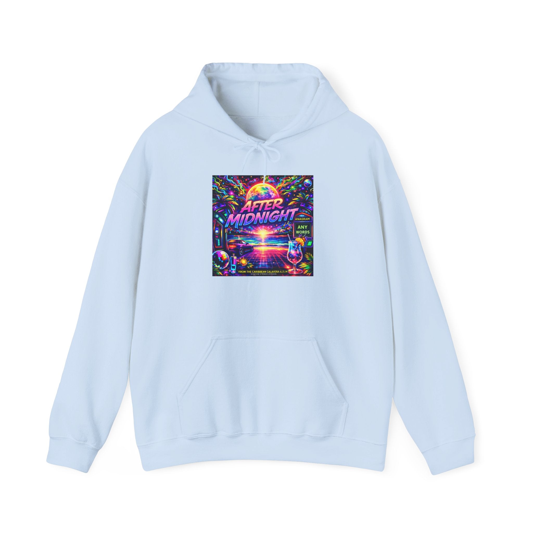After Midnight Hoodie Song Cover Art From The Caribbean Calavera Album — Retro Neon Vaporwave Graphic Pullover