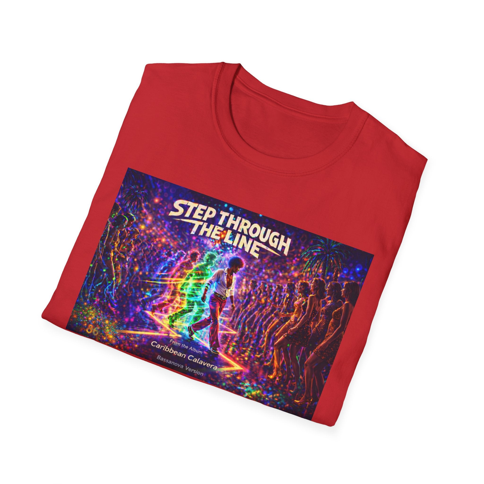 Step Through The Line T-Shirt Song Cover Art From The Caribbean Calavera Album  — Psychedelic Rainbow Silhouette Graphic Tee