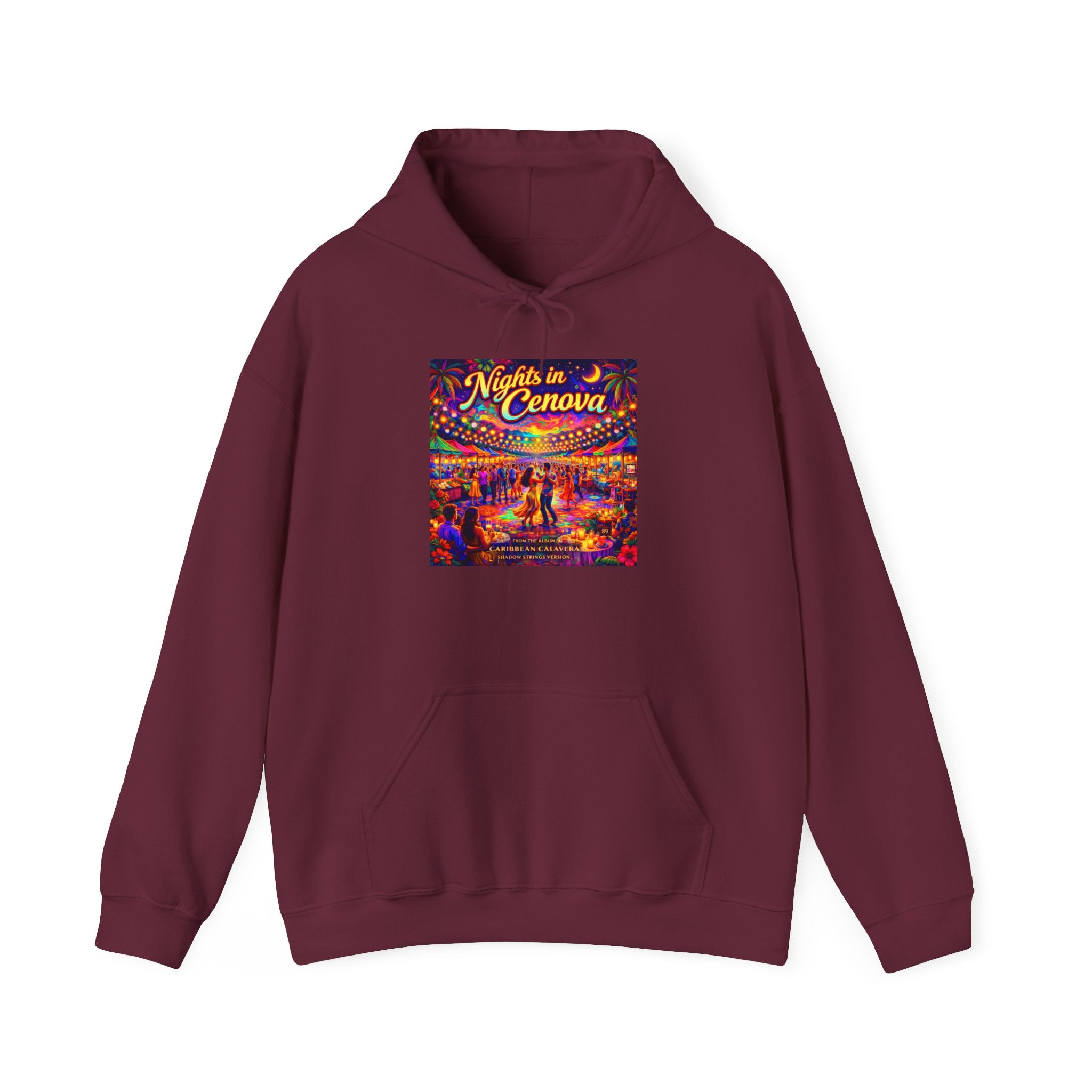 Nights in Cenova Song Cover Art From The Caribbean Calavera Album  Colorful Festival Street Scene Pullover HOODIE