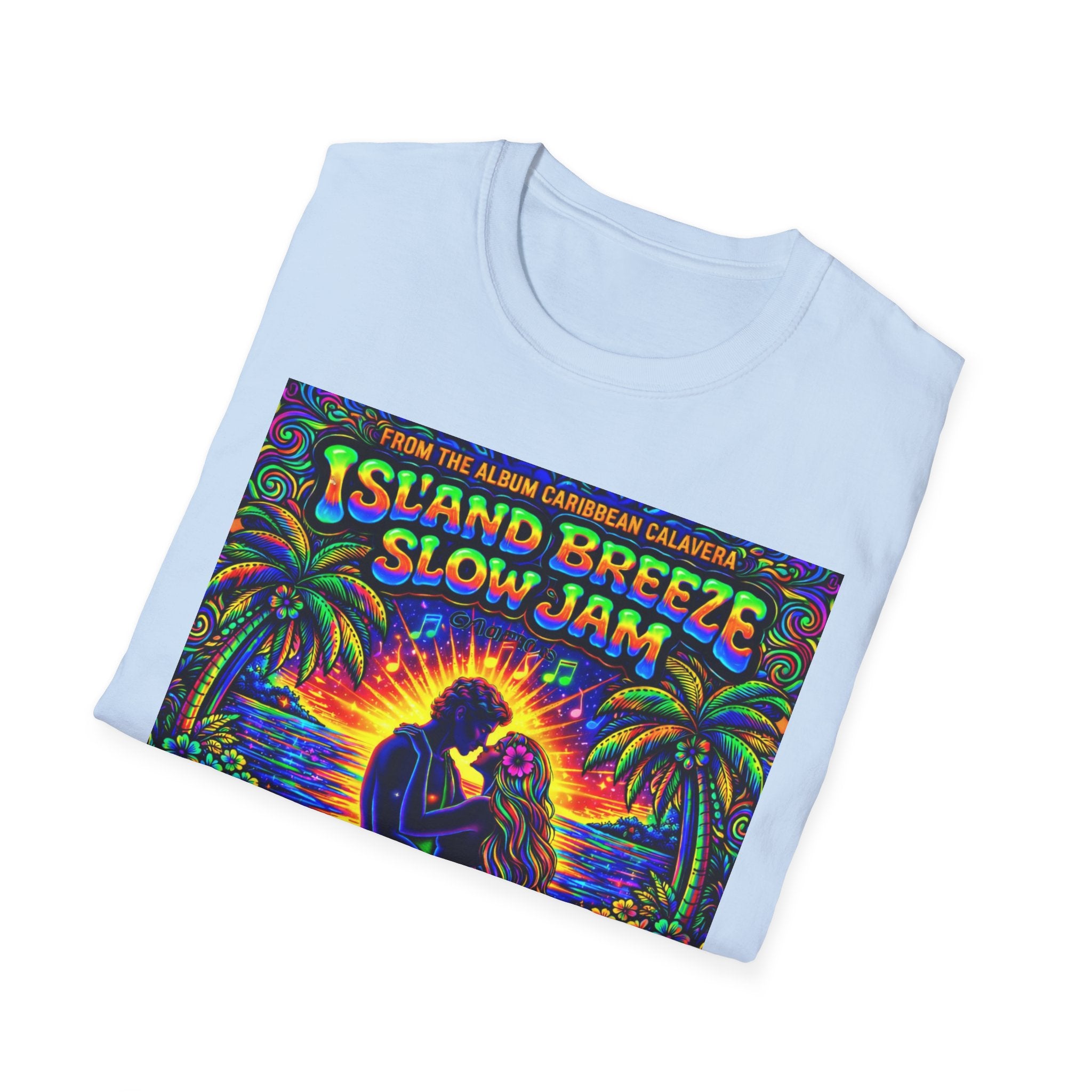 Island Breeze Slow Jam T-Shirt  Song Cover Art From The Caribbean Calavera Album   — Retro Tropical Sunset Music Tee