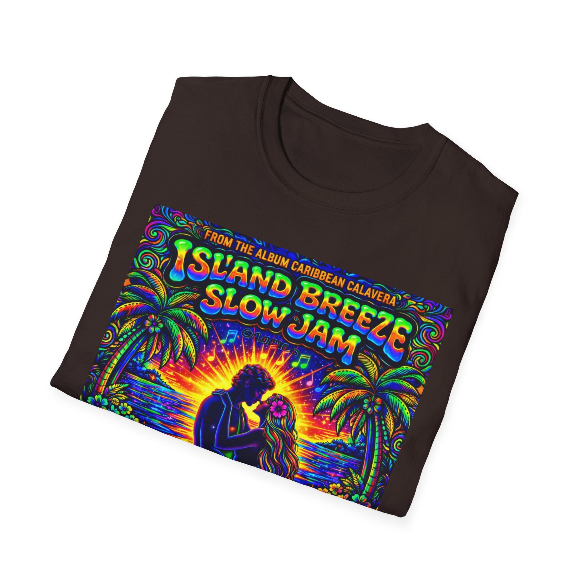 Island Breeze Slow Jam T-Shirt  Song Cover Art From The Caribbean Calavera Album   — Retro Tropical Sunset Music Tee