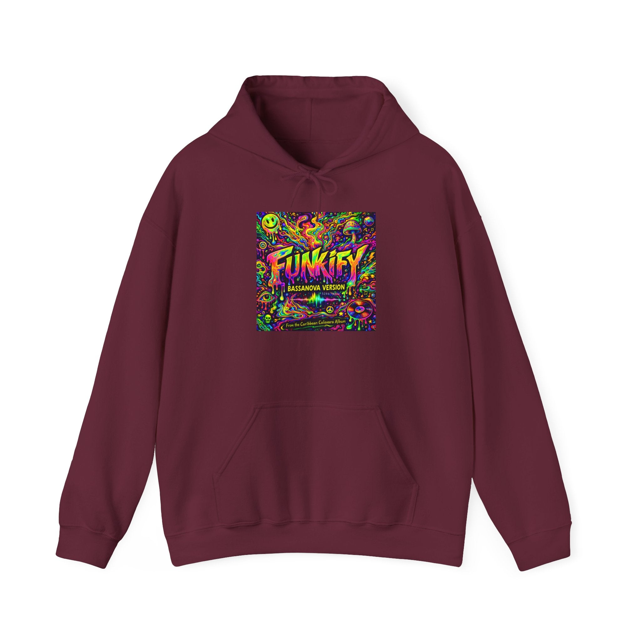 Funkify Song from Caribbean Calavera Album Neon Psychedelic Hoodie — "FUNKIFY" Retro Rave Graphic Sweatshirt