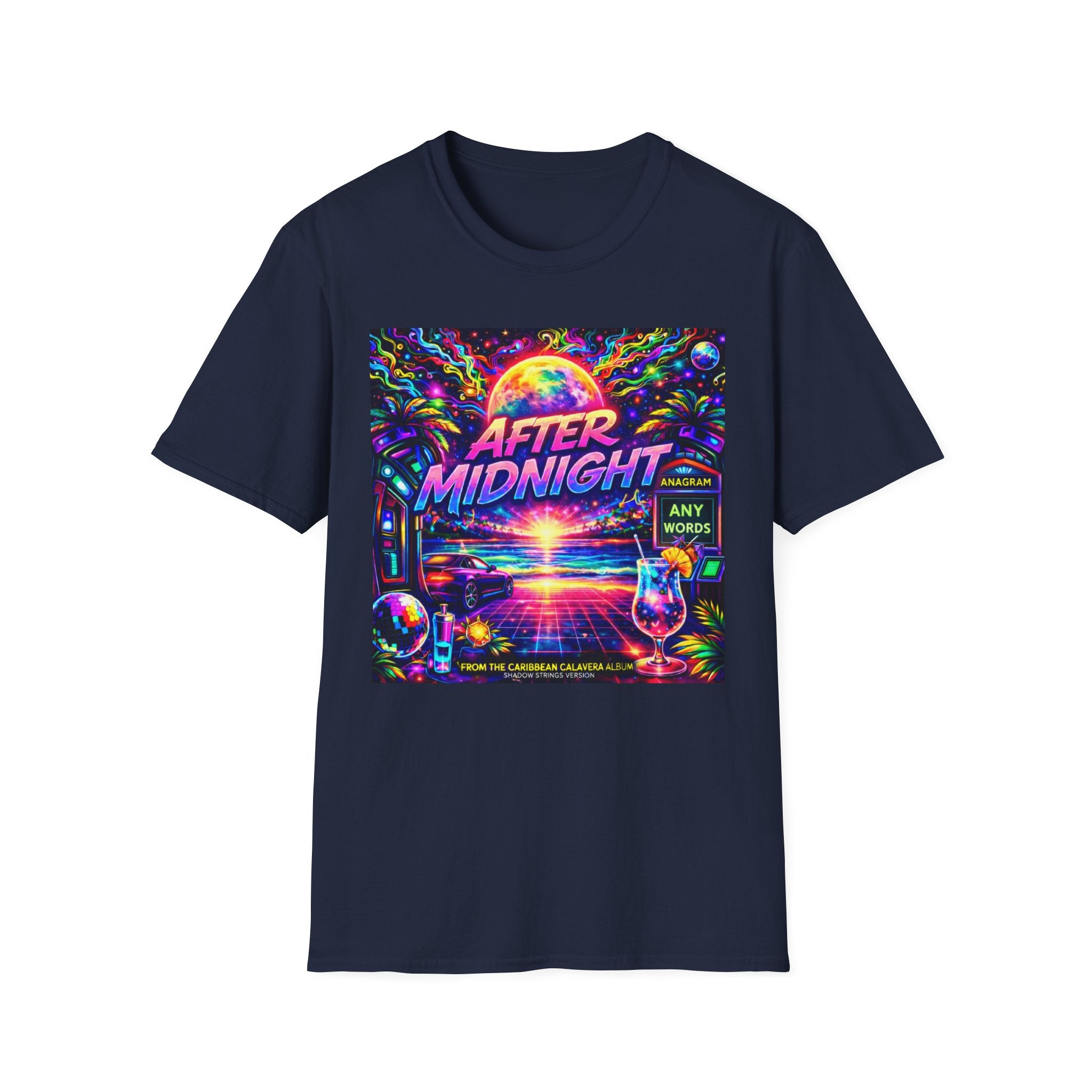 After Midnight T-Shirt Song Cover Art From The Caribbean Calavera Album  — Neon Retro Sunset Vaporwave Tee