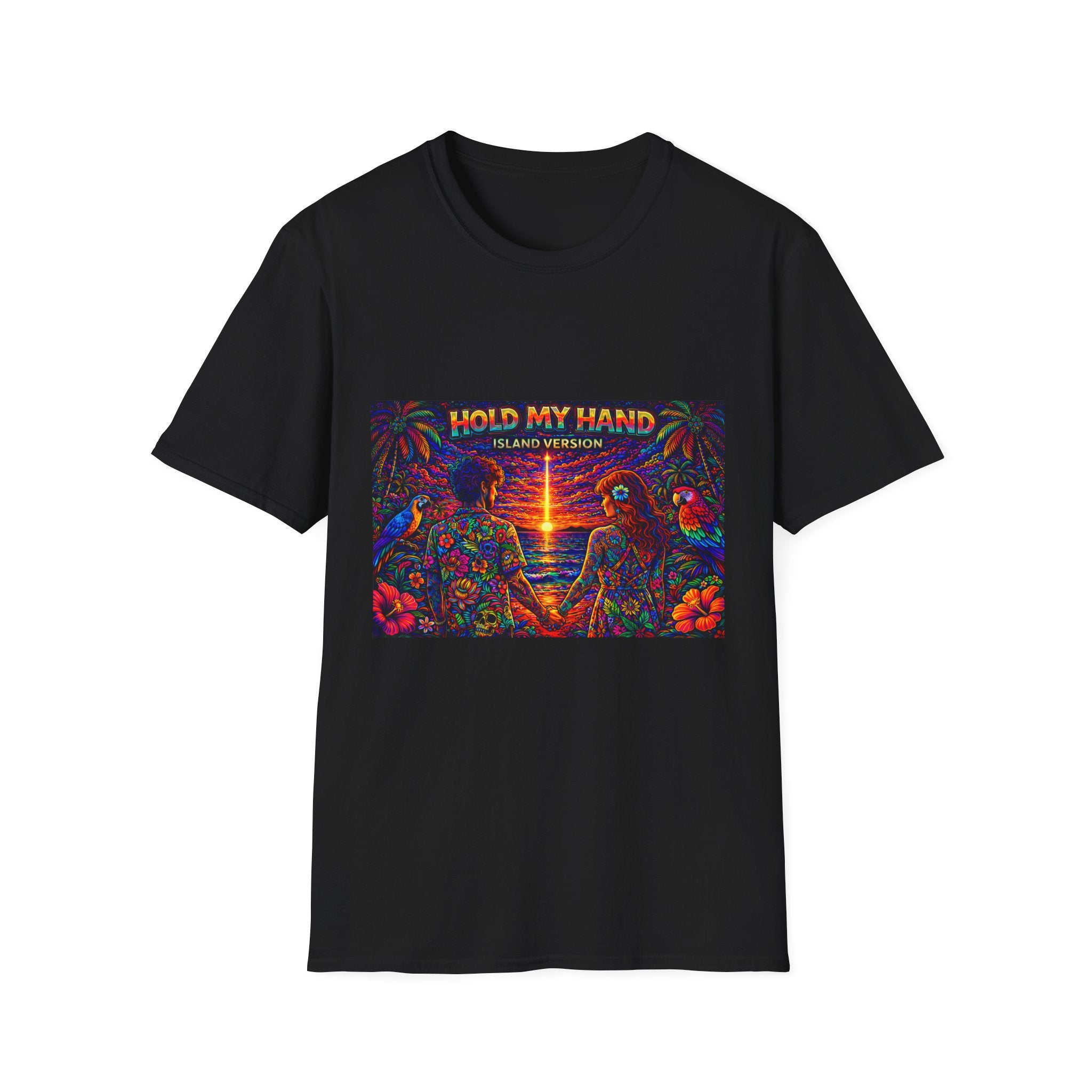 Hold My Hand Island Version Song Cover Art From The Caribbean Calavera Album  T-Shirt — Tropical Parrot Beach Graphic Tee